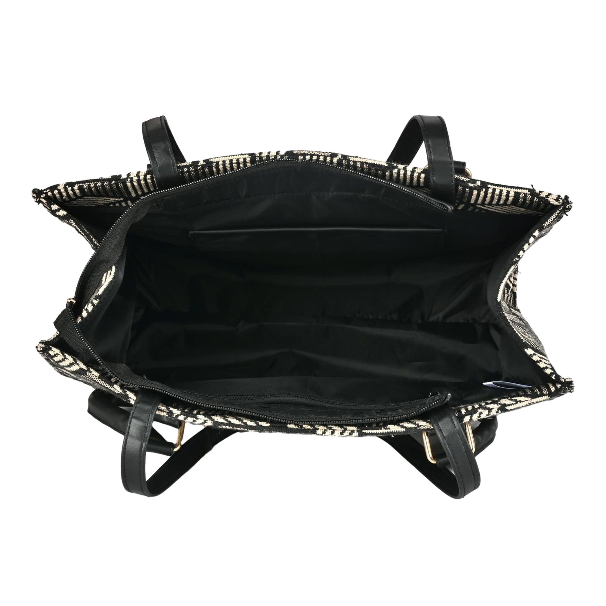Ensac Women’s Premium Jacquard Fabric Bag | Easy to Carry & Everyday Use TOTE-KIARA-BLACK-DIAMOND