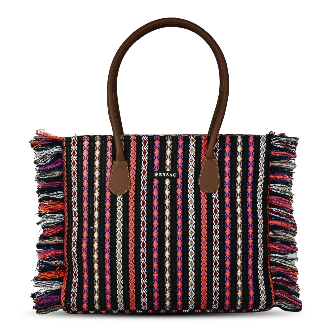 ENSAC Purple Jacquard Tote Bag for Women ensacworld