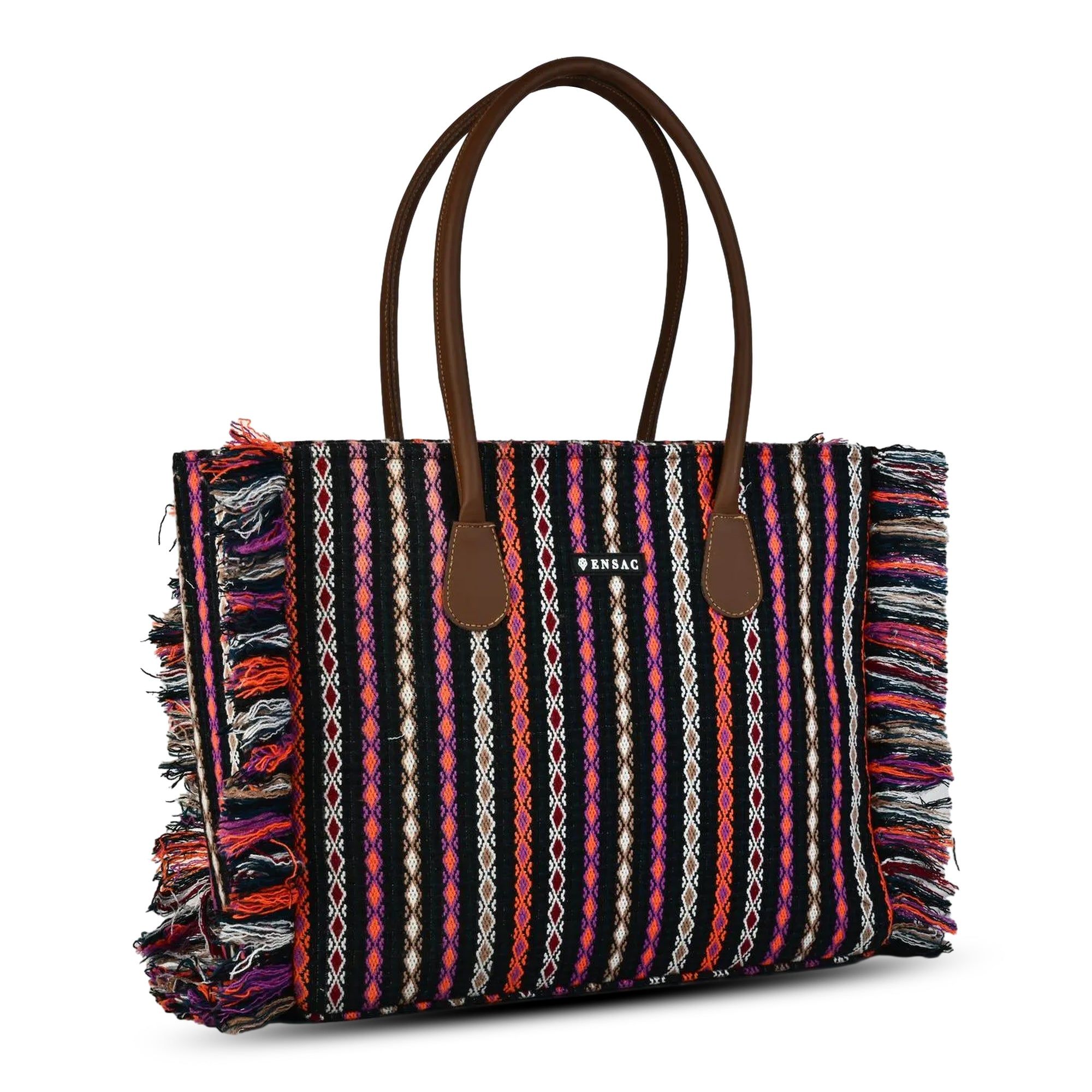 ENSAC Purple Jacquard Tote Bag for Women ensacworld