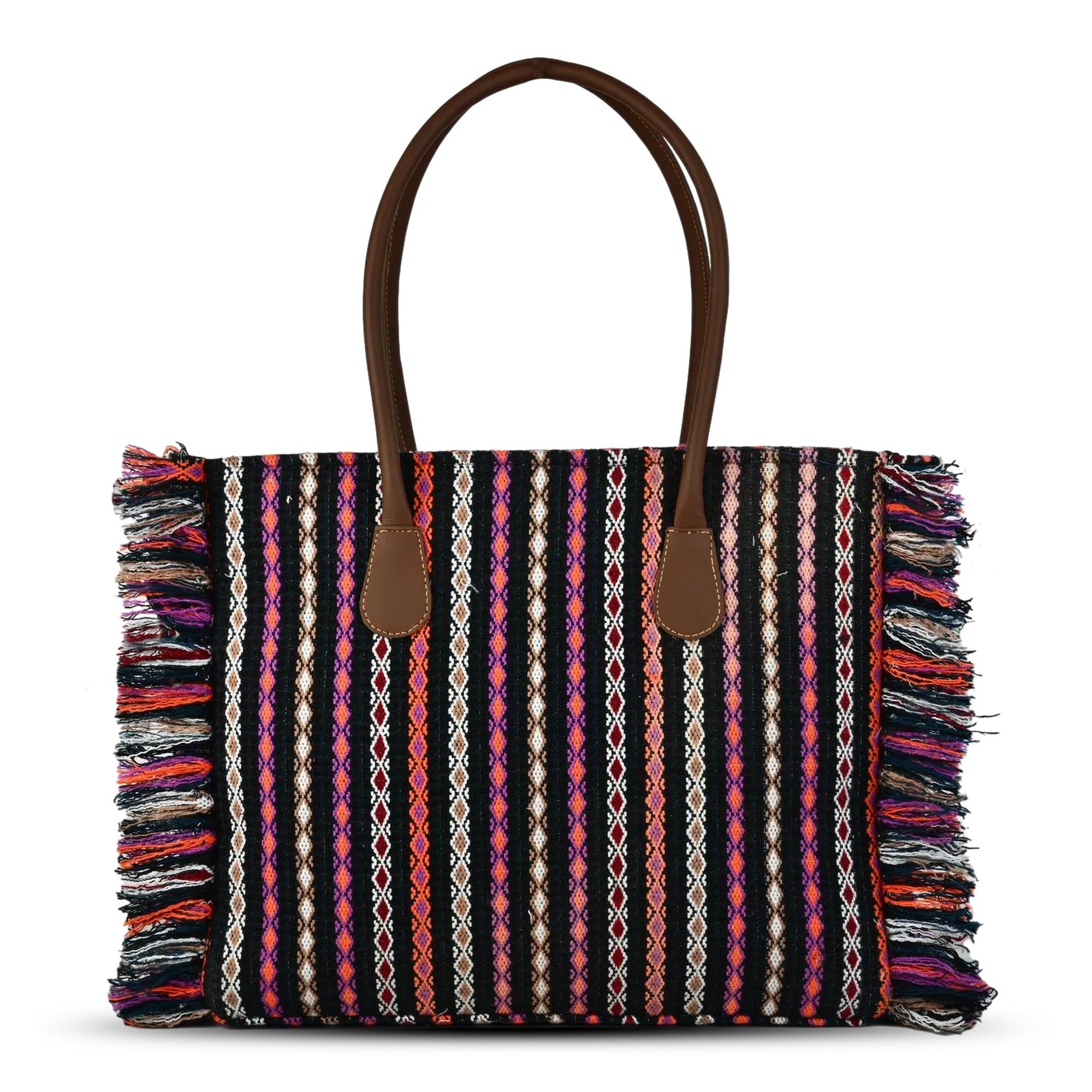 ENSAC Purple Jacquard Tote Bag for Women ensacworld