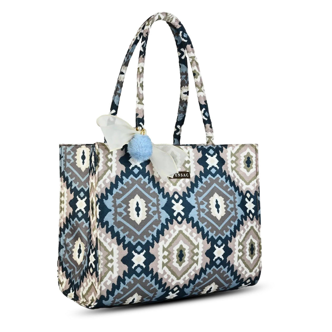 ENSAC Blue Printed Jute Tote Bag – Small ensacworld