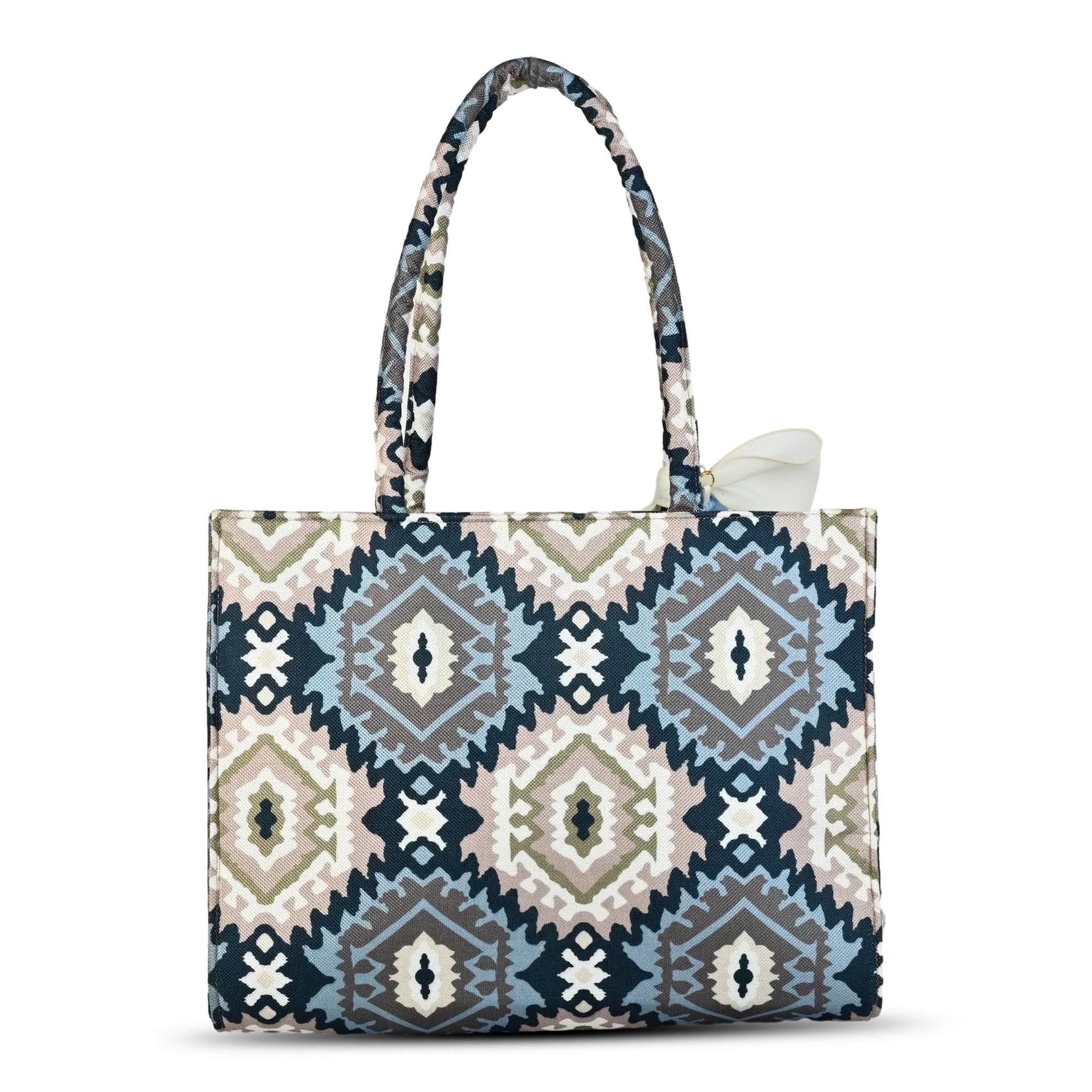 ENSAC Blue Printed Jute Tote Bag – Small ensacworld