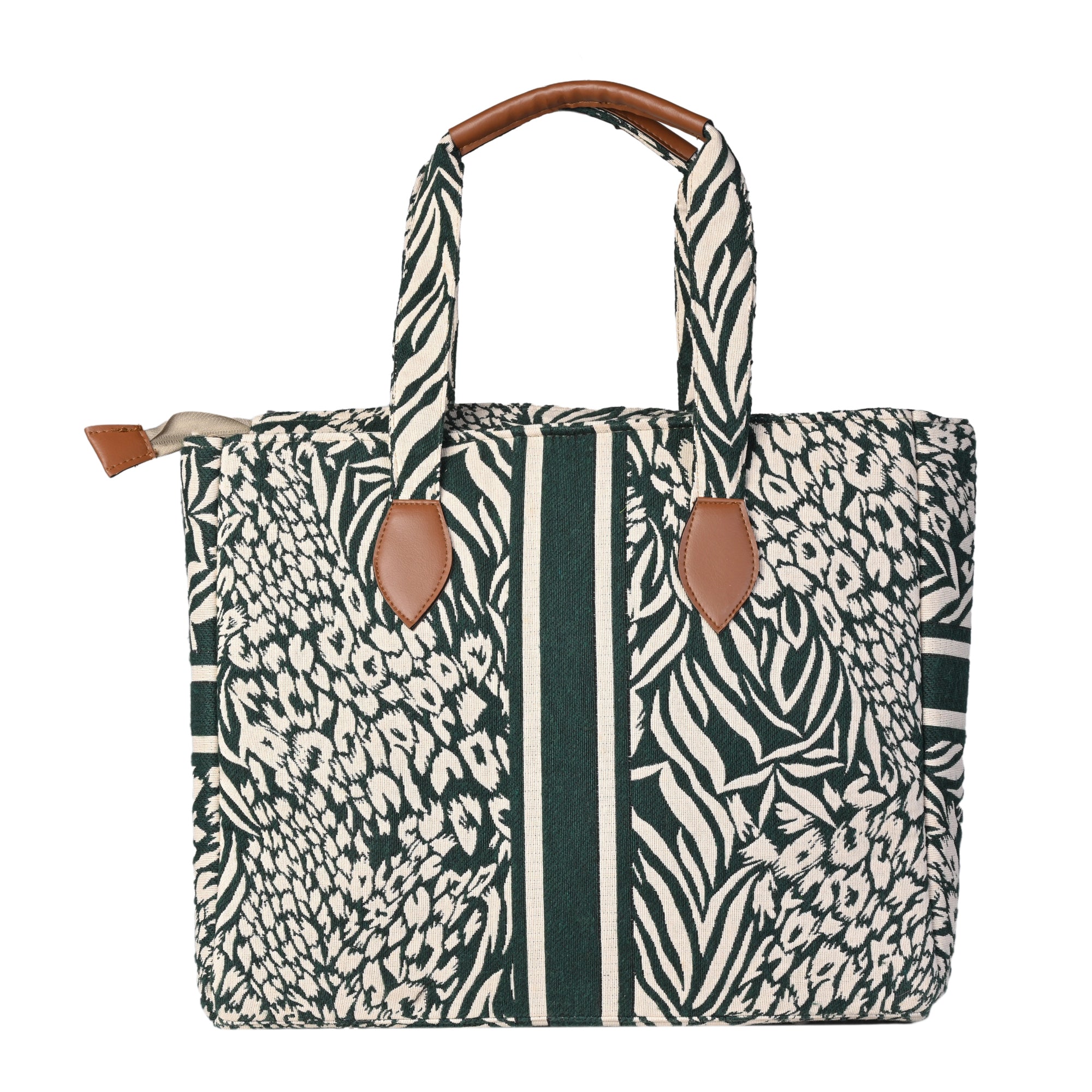 Ensac Elegant Tote Bag for Women | Elegant Ethnic Style, Spacious & Lightweight-TOTE-FOREVER-GREEN-1