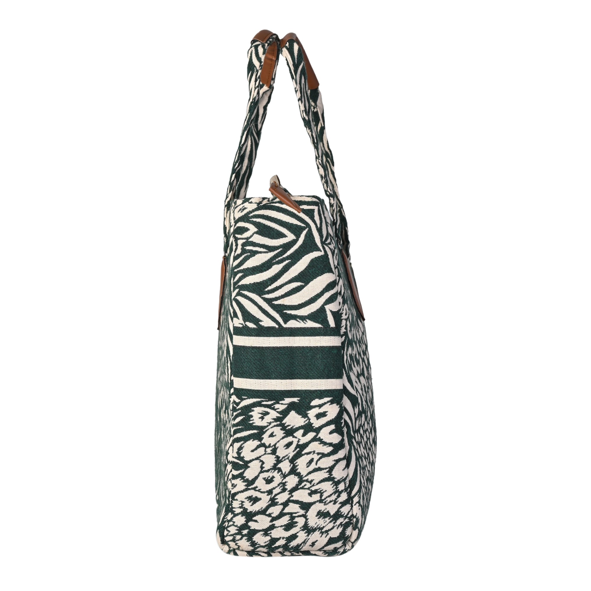 Ensac Elegant Tote Bag for Women | Elegant Ethnic Style, Spacious & Lightweight-TOTE-FOREVER-GREEN-1