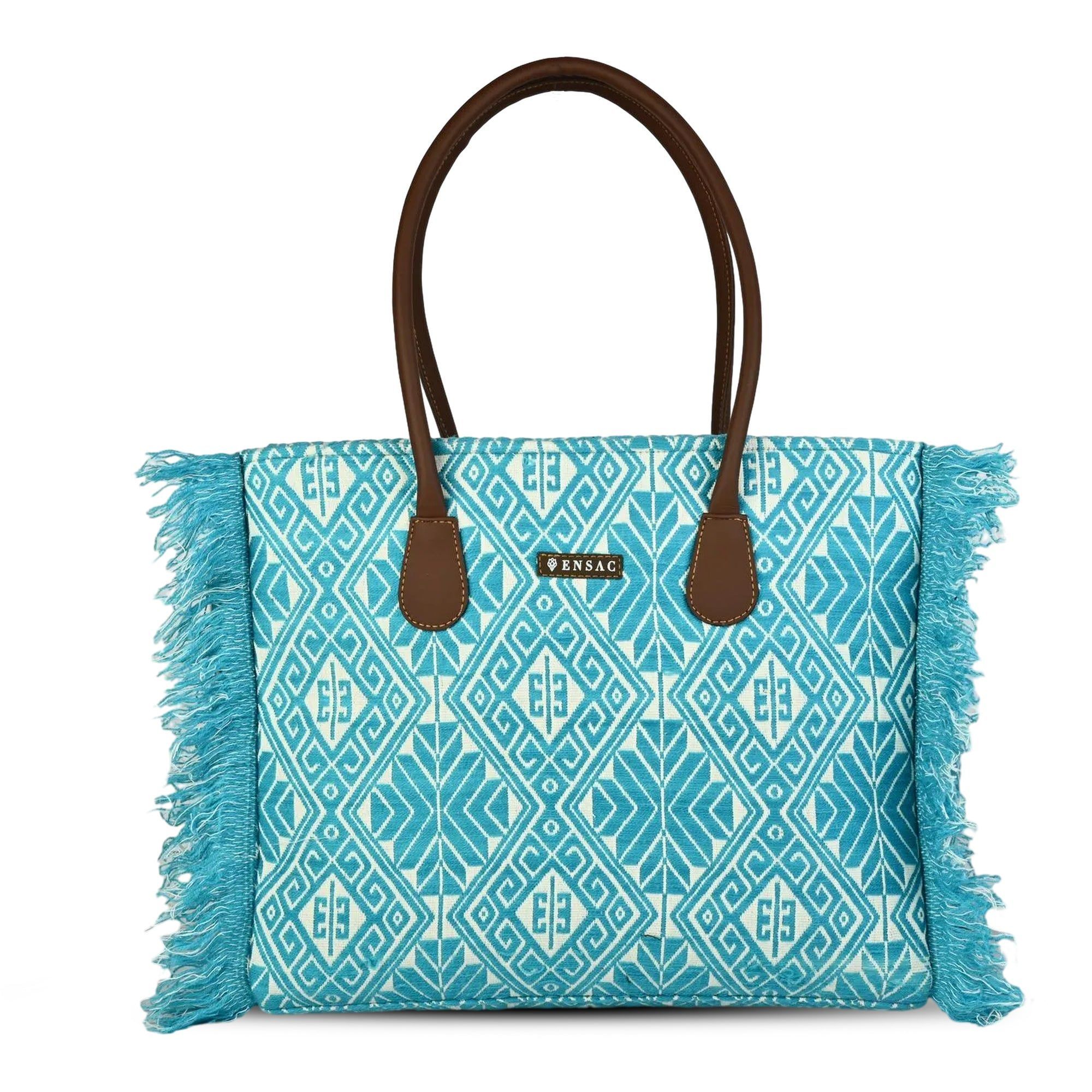 ENSAC Purple Jacquard Tote Bag for Women ensacworld