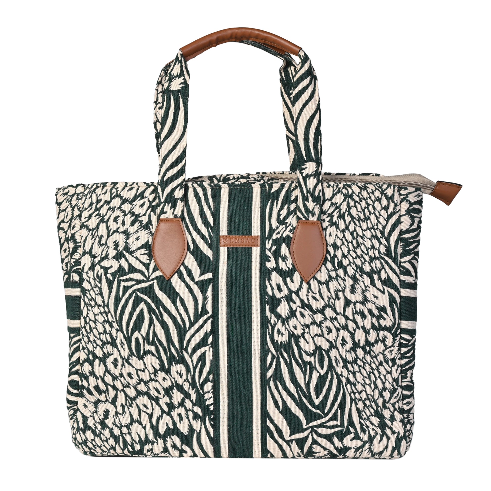 Ensac Elegant Tote Bag for Women | Elegant Ethnic Style, Spacious & Lightweight-TOTE-FOREVER-GREEN-1