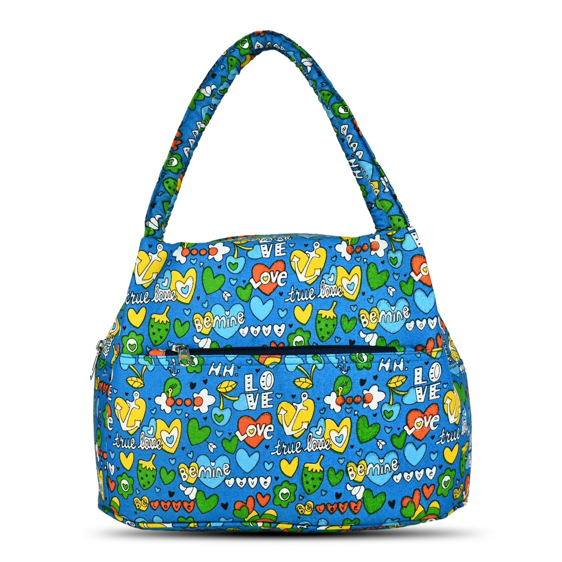 Blue Heart Print Insulated Lunch Bag