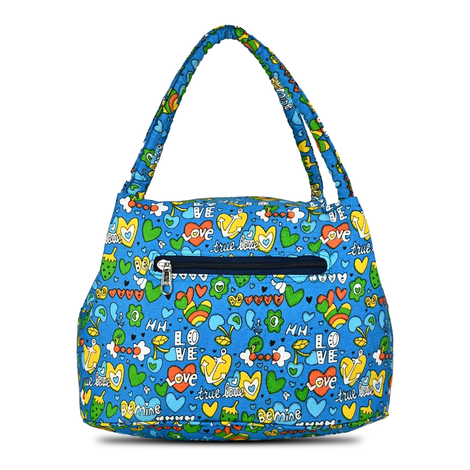 Blue Heart Print Insulated Lunch Bag