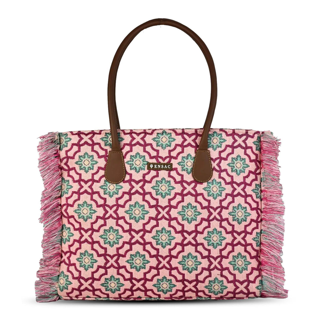 ENSAC Purple Jacquard Tote Bag for Women ensacworld