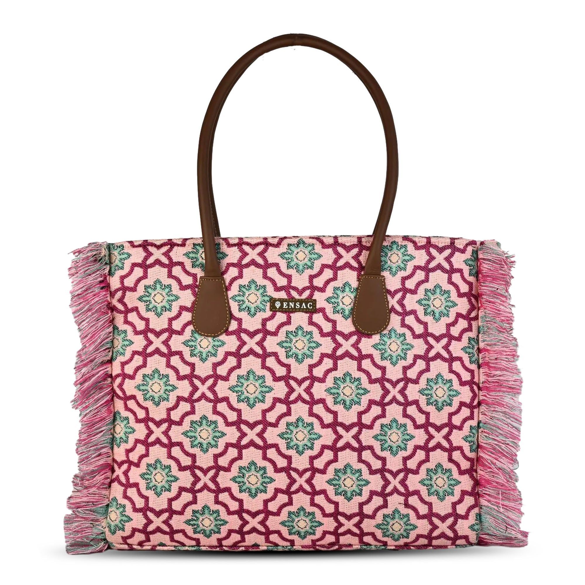 ENSAC Purple Jacquard Tote Bag for Women ensacworld
