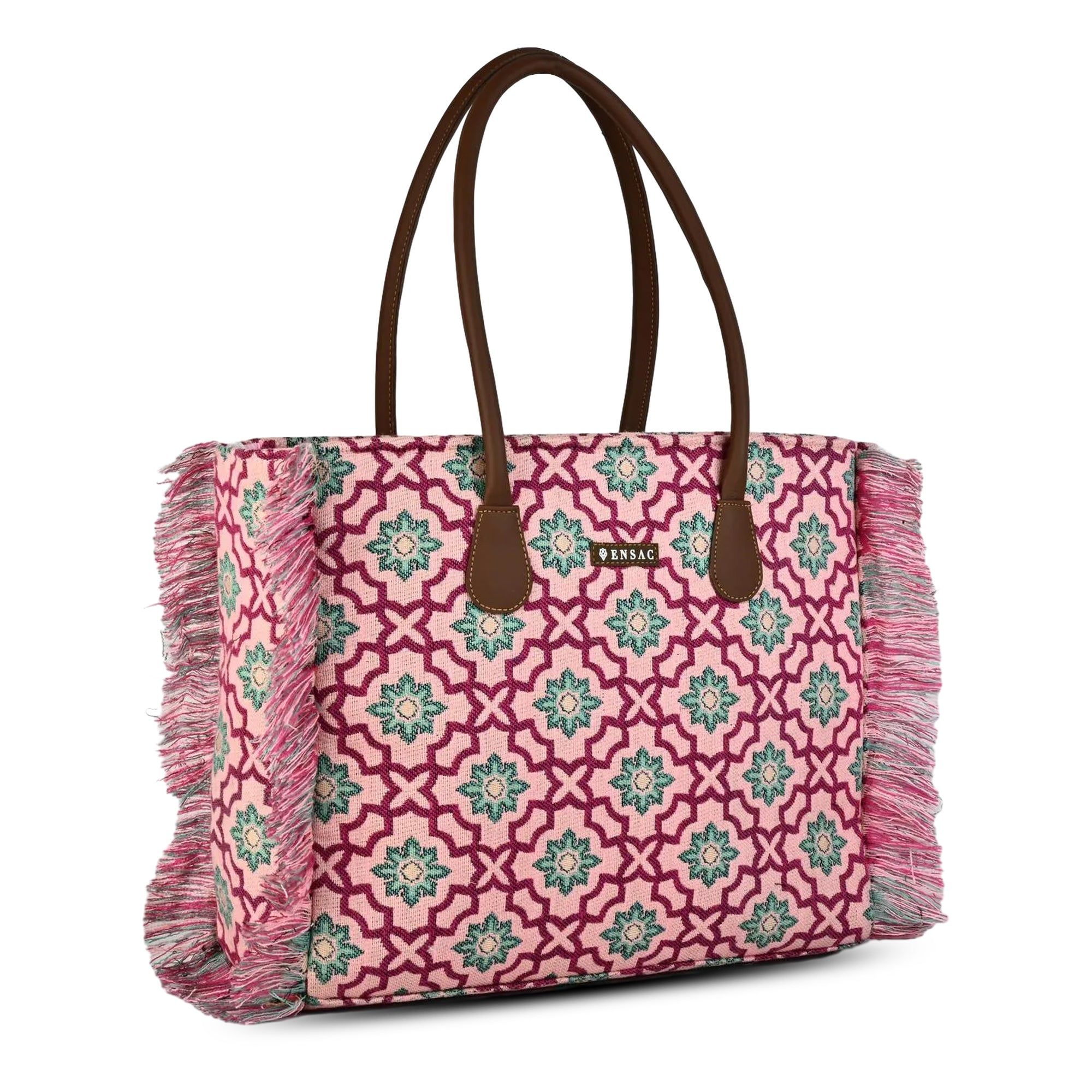 ENSAC Purple Jacquard Tote Bag for Women ensacworld