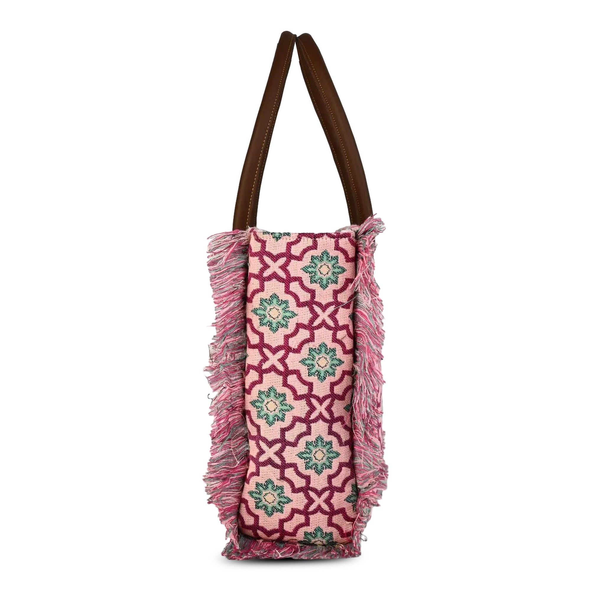 ENSAC Purple Jacquard Tote Bag for Women ensacworld