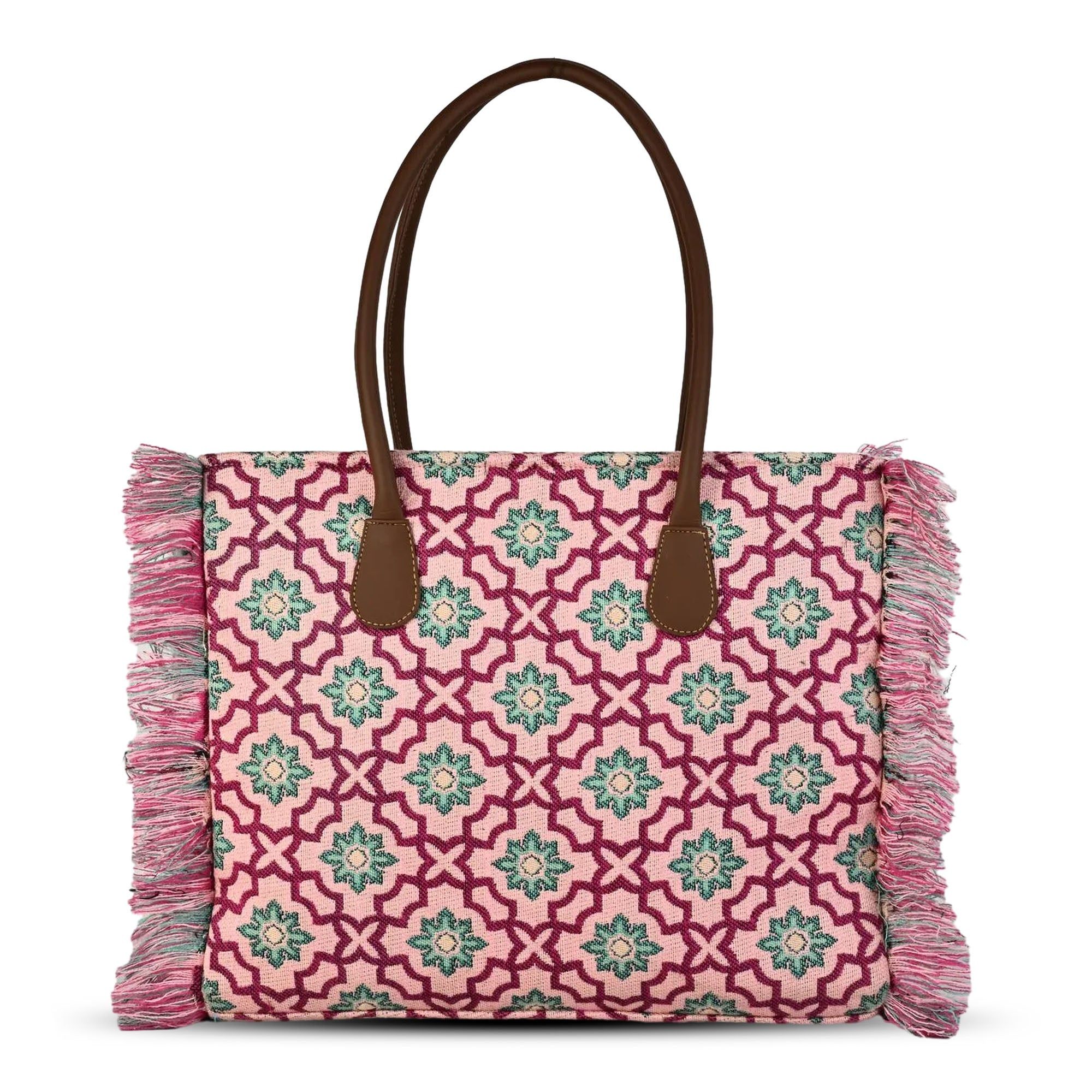 ENSAC Purple Jacquard Tote Bag for Women ensacworld