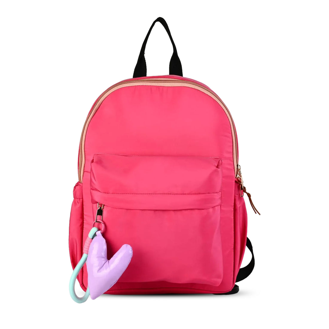 Pink Backpack for Girls & Kids with Heart Keychain – Stylish Lightweight College & School Bag