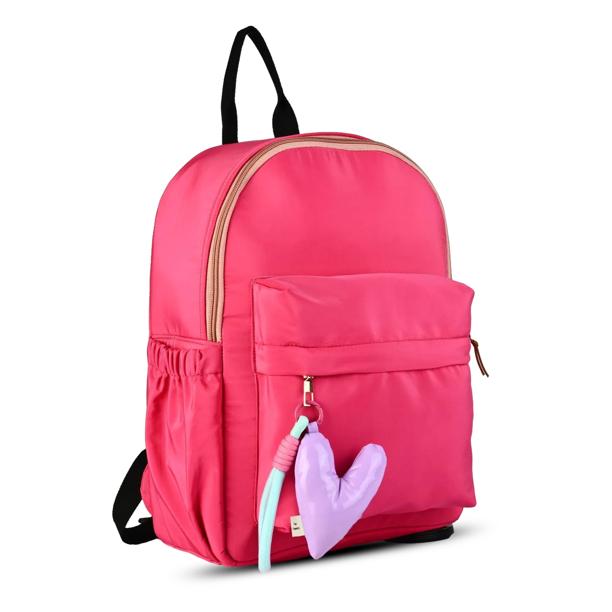 Pink Backpack for Girls & Kids with Heart Keychain – Stylish Lightweight College & School Bag