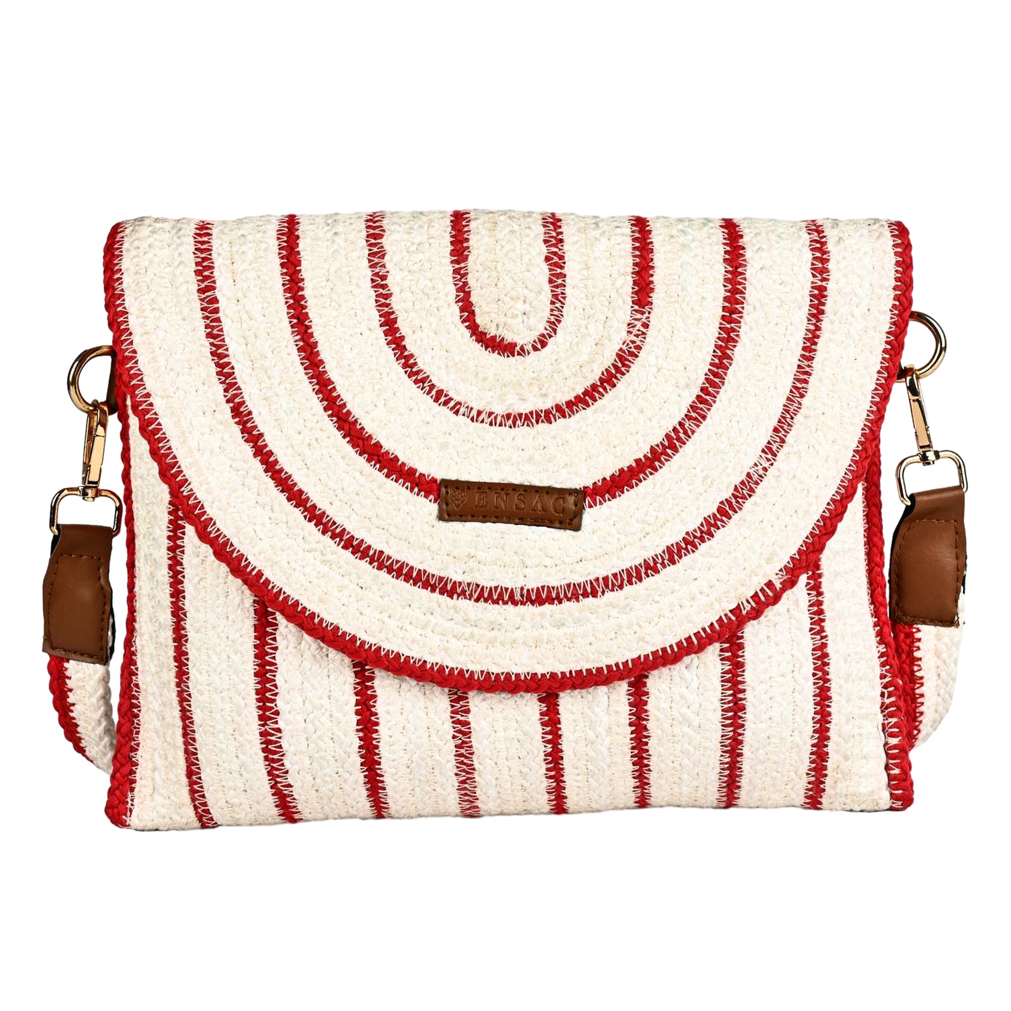 ENSAC Women’s Crochet Style Sling Bag | Handmade Round Bag with Artistic Floral Embroidery (Copy)