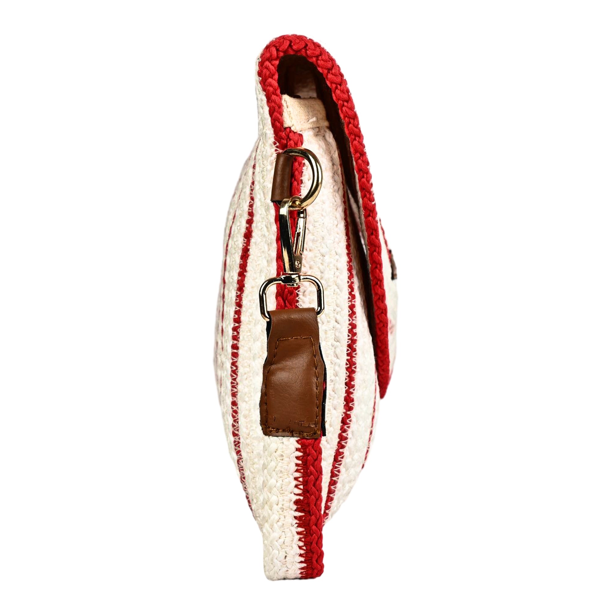 ENSAC Women’s Crochet Style Sling Bag | Handmade Round Bag with Artistic Floral Embroidery (Copy)