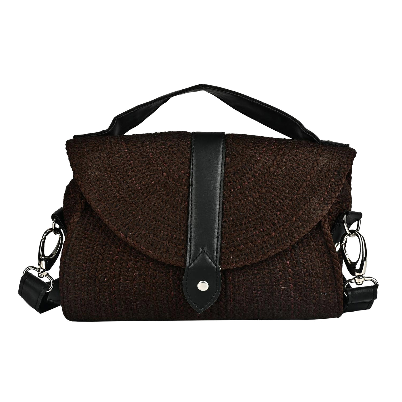 ENSAC Women’s Crochet Style Sling Bag | Handmade Round Bag with Artistic Floral Embroidery (Copy)