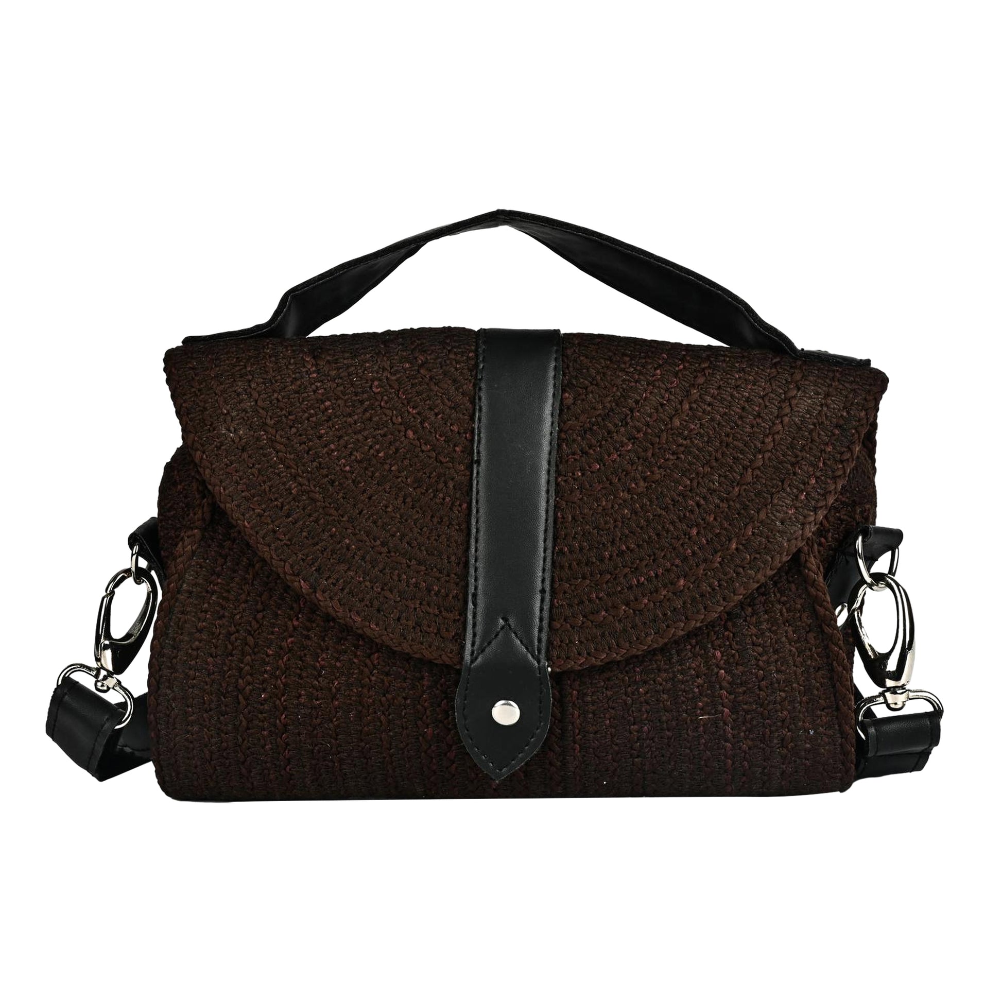 ENSAC Women’s Crochet Style Sling Bag | Handmade Round Bag with Artistic Floral Embroidery (Copy)