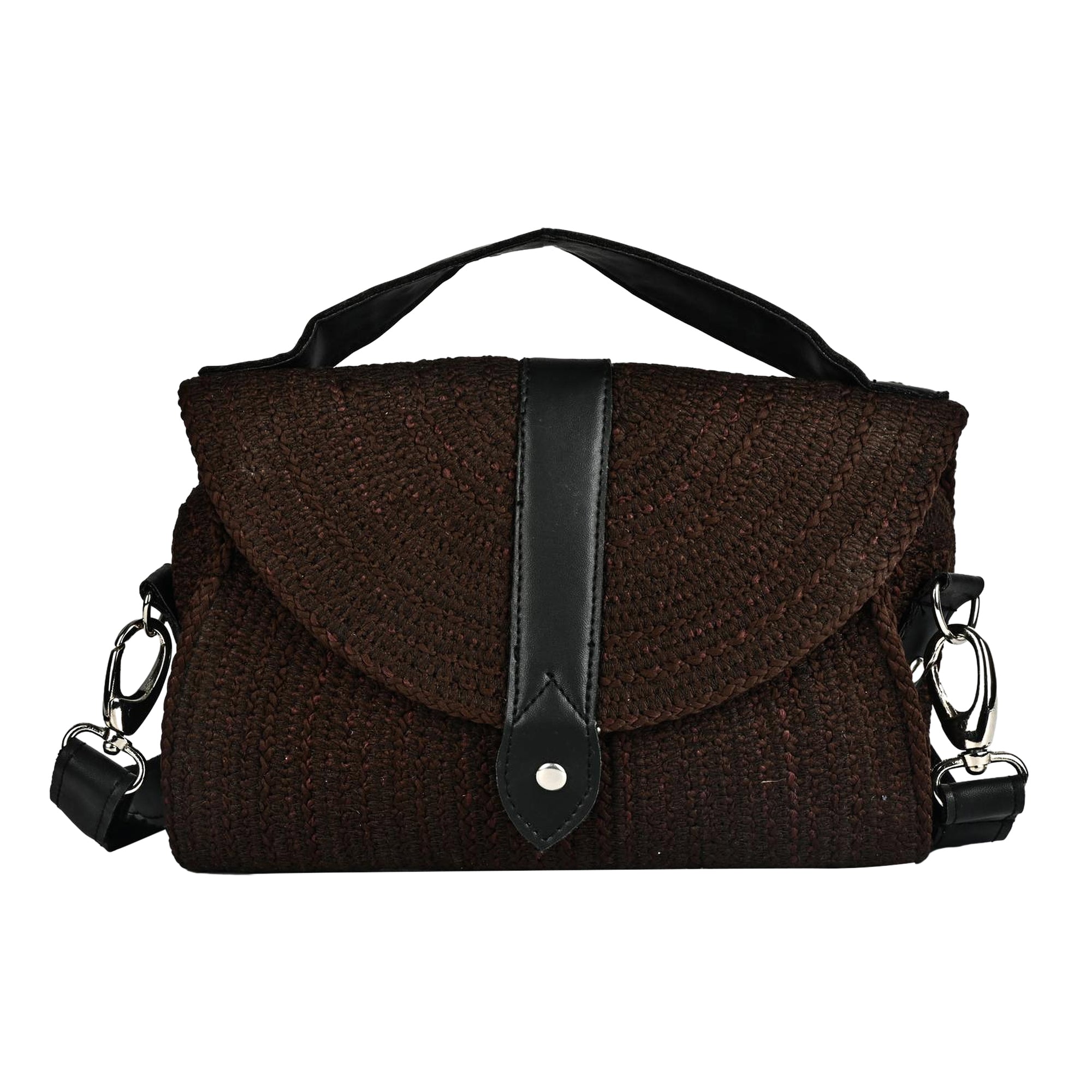 ENSAC Women’s Crochet Style Sling Bag | Handmade Round Bag with Artistic Floral Embroidery (Copy)