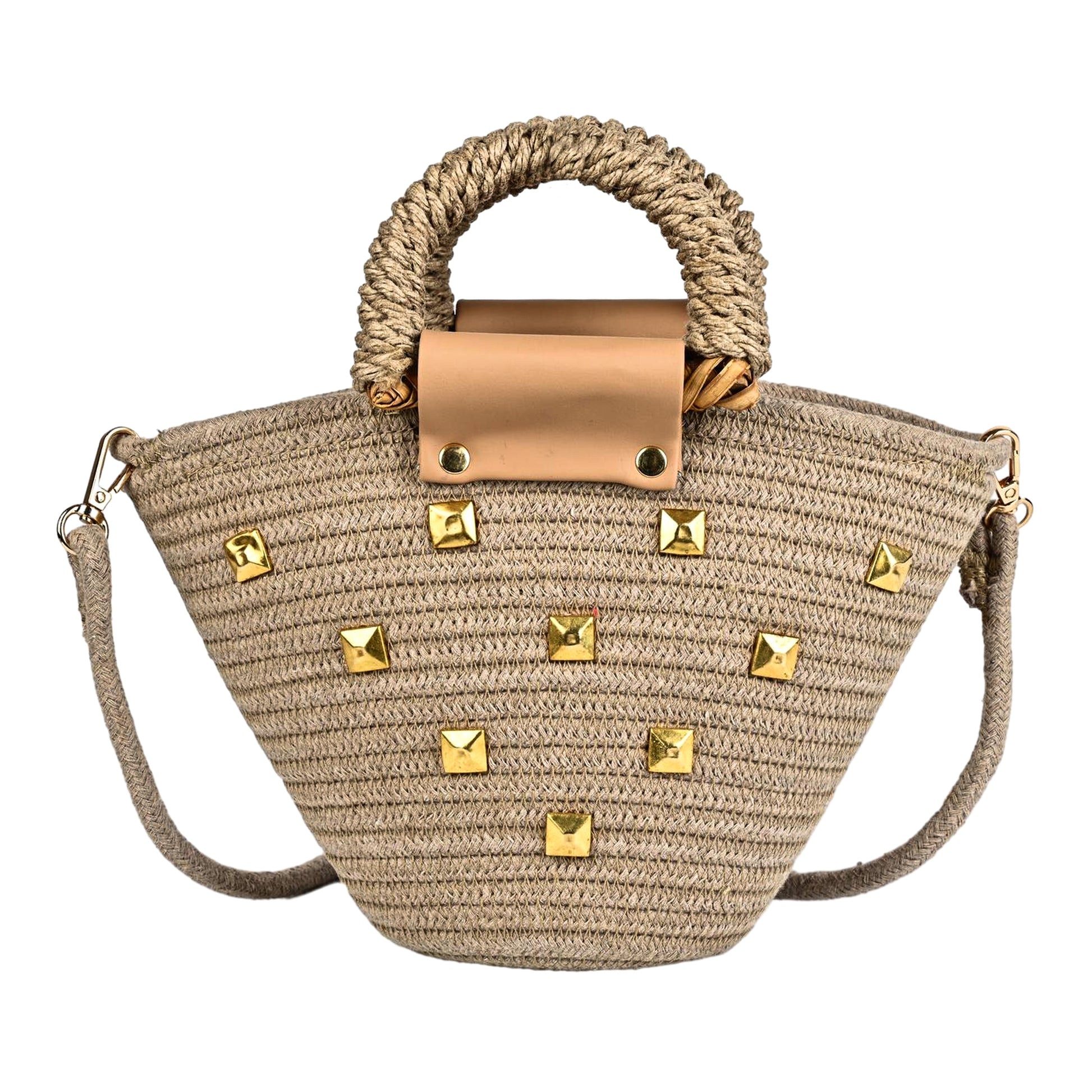 ENSAC Women’s Crochet Style Sling Bag | Handmade Round Bag with Artistic Floral Embroidery