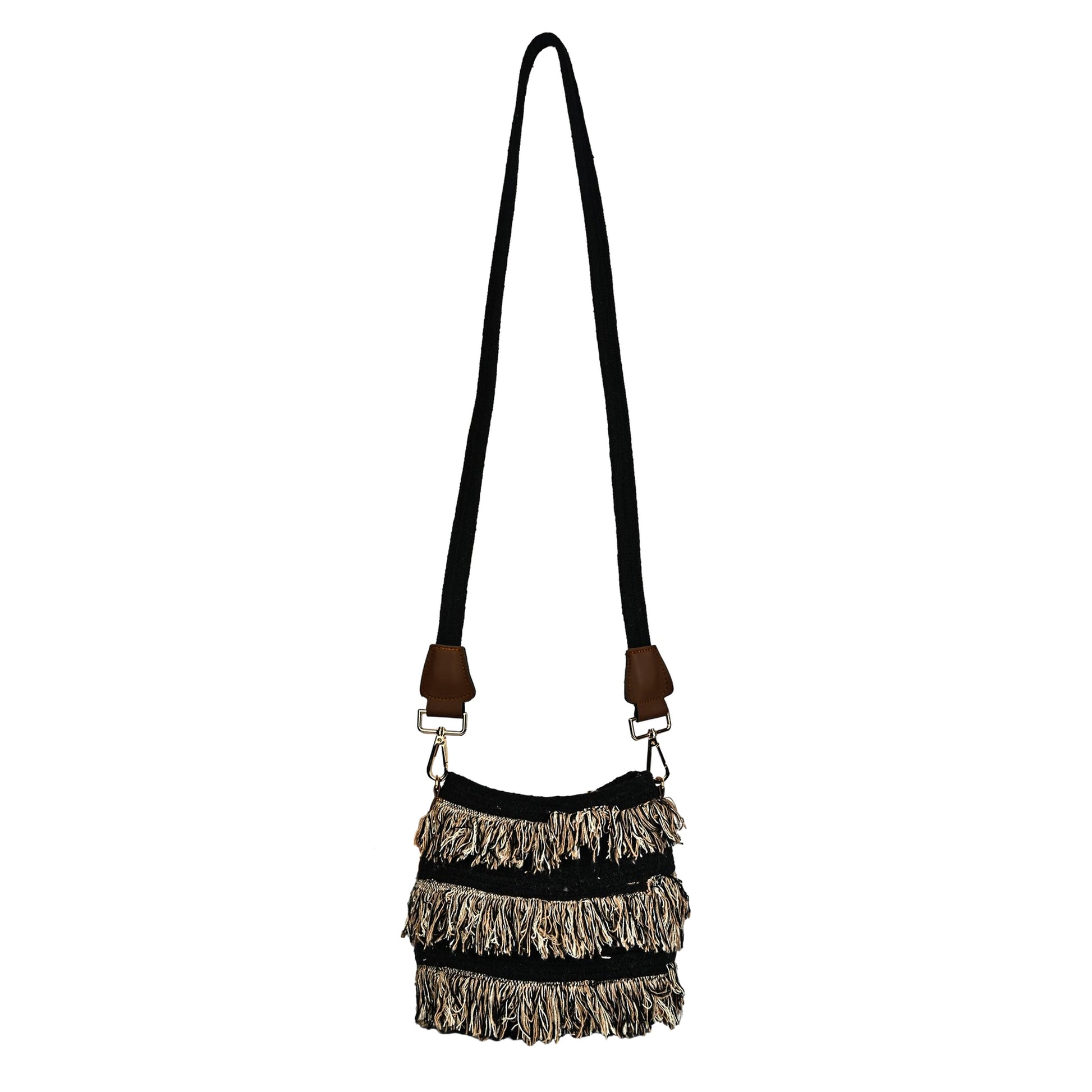 ENSAC Women’s Crochet Style Sling Bag | Handmade Round Bag with Artistic Floral Embroidery (Copy)