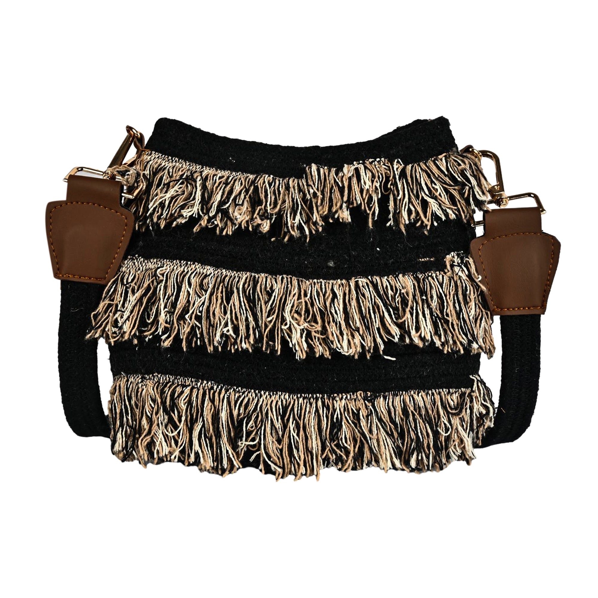 ENSAC Women’s Crochet Style Sling Bag | Handmade Round Bag with Artistic Floral Embroidery (Copy)