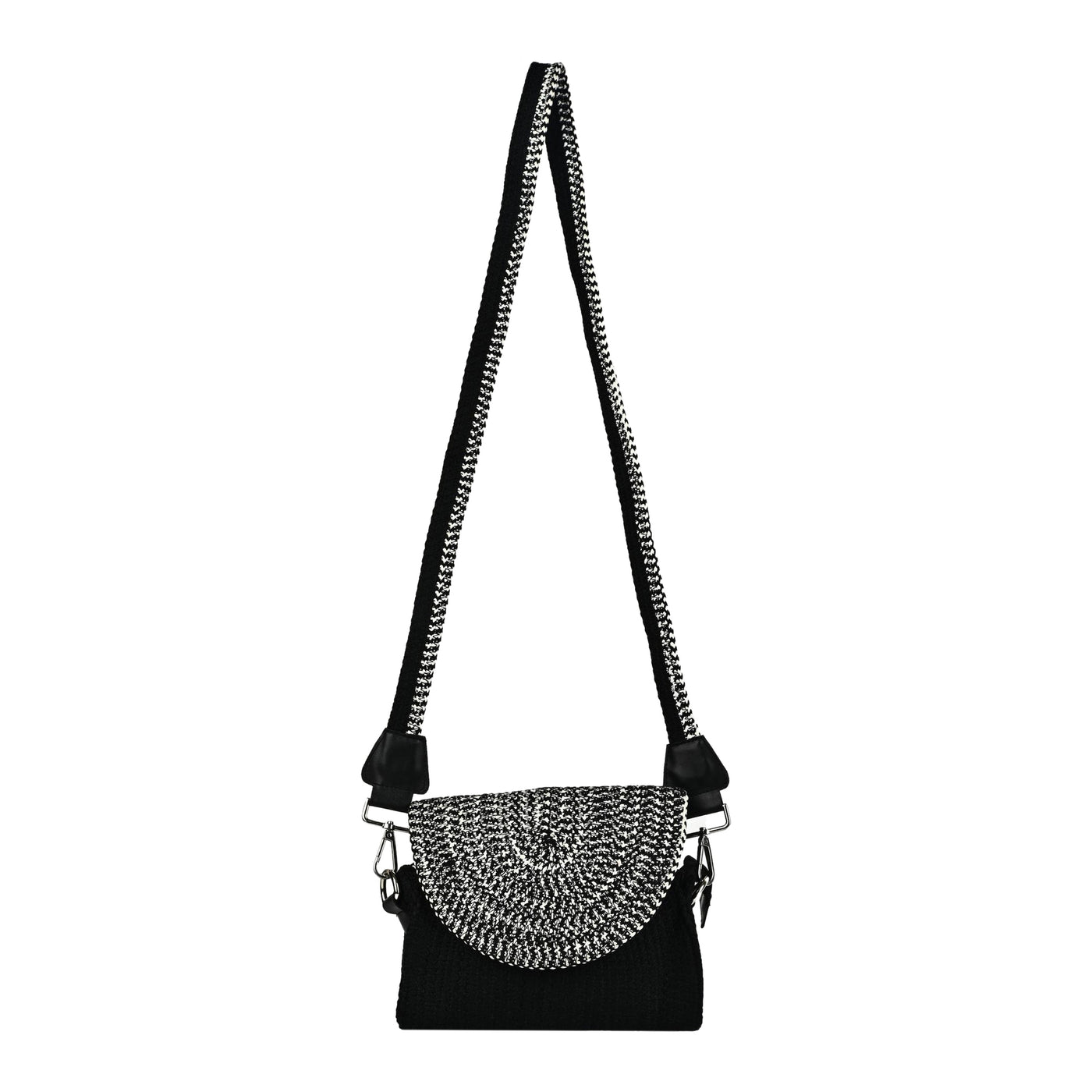 ENSAC Women’s Crochet Style Sling Bag | Handmade Round Bag with Artistic Floral Embroidery