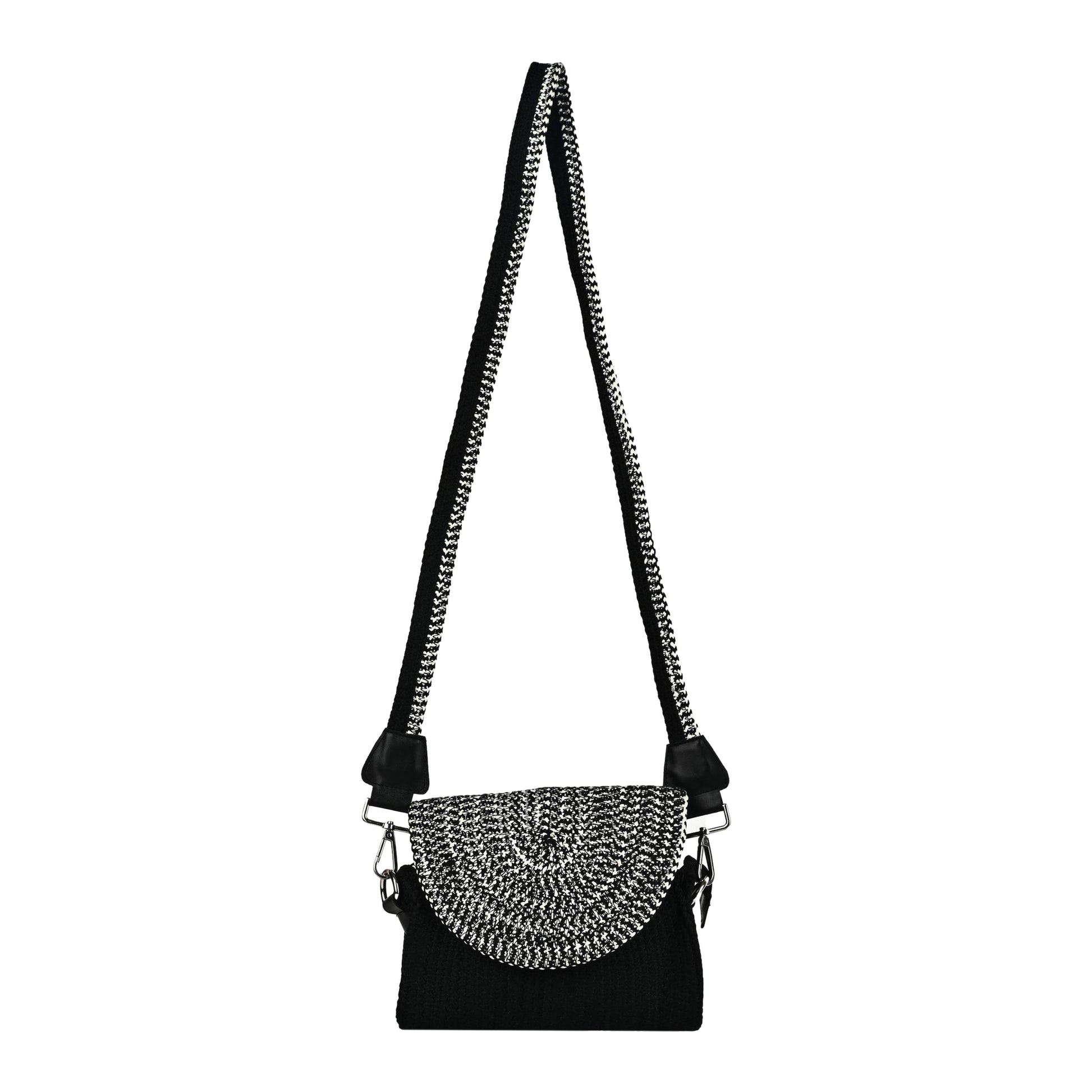 ENSAC Women’s Crochet Style Sling Bag | Handmade Round Bag with Artistic Floral Embroidery