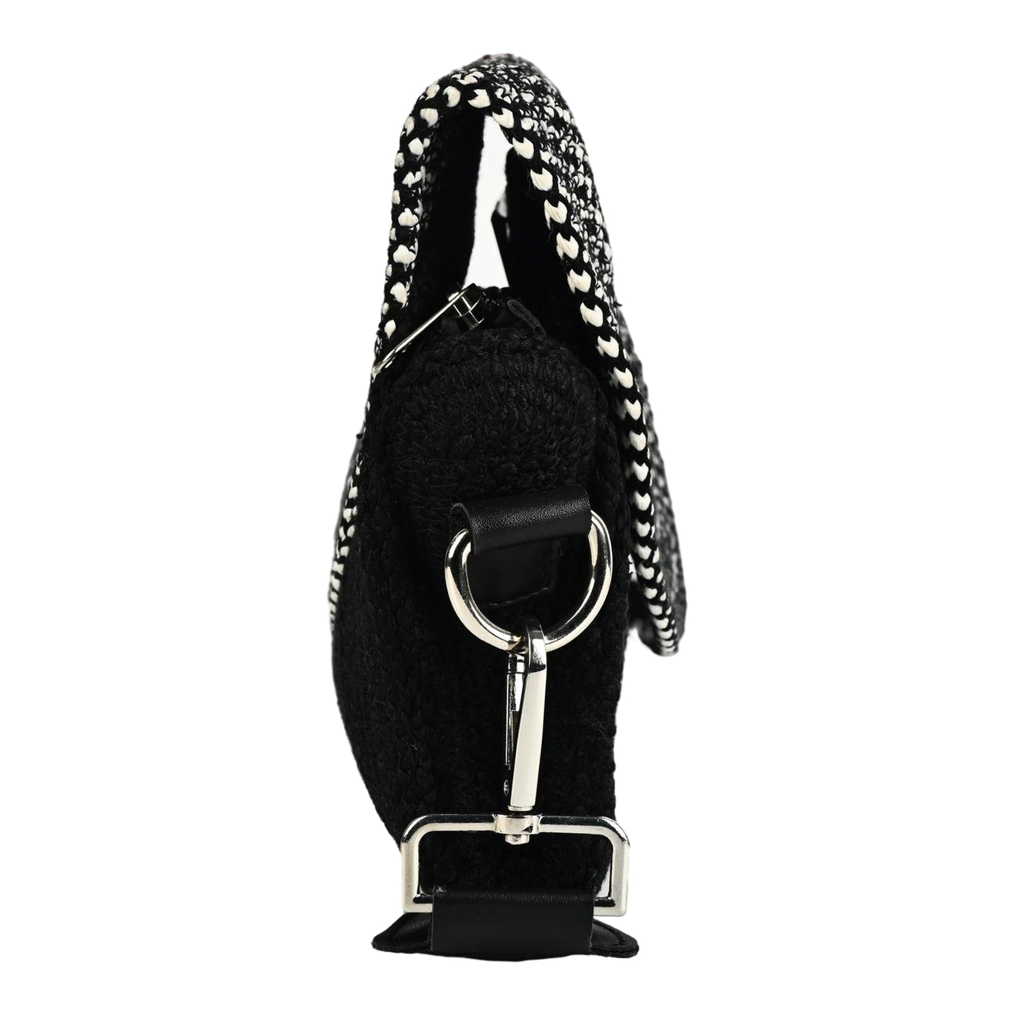 ENSAC Women’s Crochet Style Sling Bag | Handmade Round Bag with Artistic Floral Embroidery