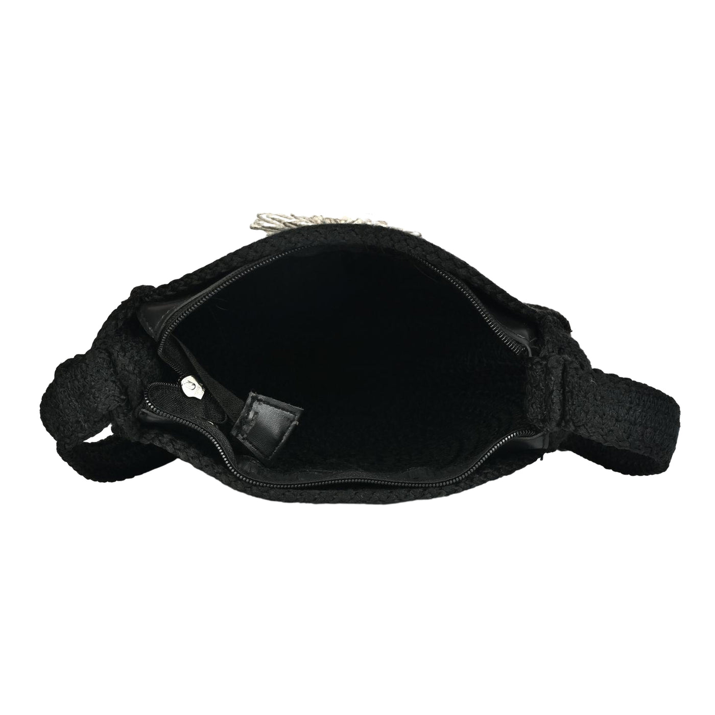 ENSAC Women’s Crochet Style Sling Bag | Handmade Round Bag with Artistic Floral Embroidery (Copy)