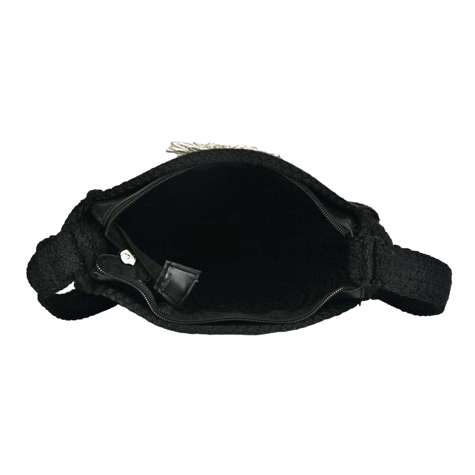 ENSAC Women’s Crochet Style Sling Bag | Handmade Round Bag with Artistic Floral Embroidery (Copy)