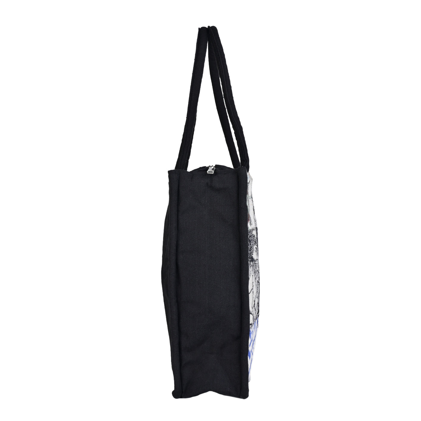 Canvas Pattern Tote Bag for Women, Stylish Handbag for women with Zip Closure Shoulder Bag (Black, 10 L)