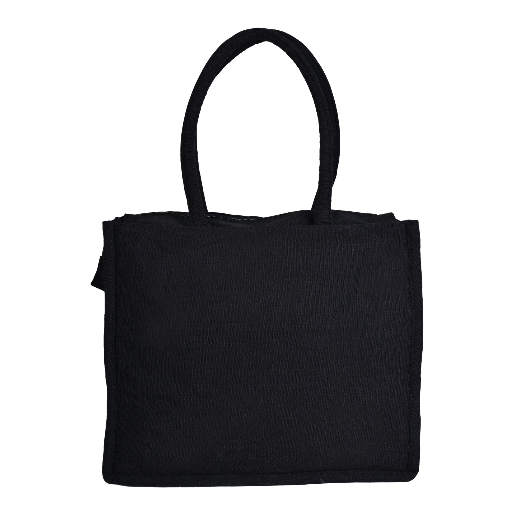 Canvas Pattern Tote Bag for Women, Stylish Handbag for women with Zip Closure Shoulder Bag (Black, 10 L)