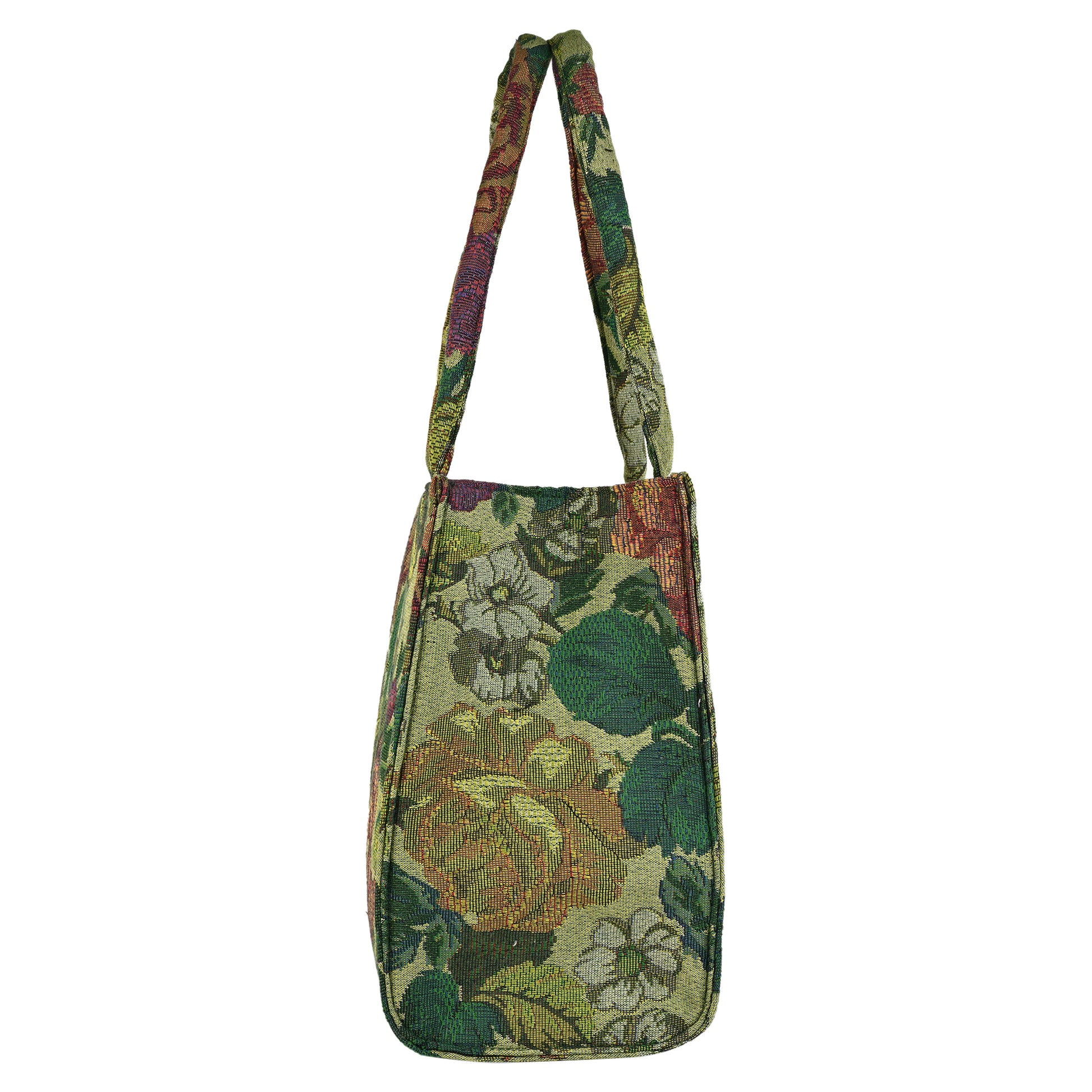 ENSAC Enchanted Garden Green Floral Tote Bag – Stylish & Spacious Everyday Bag