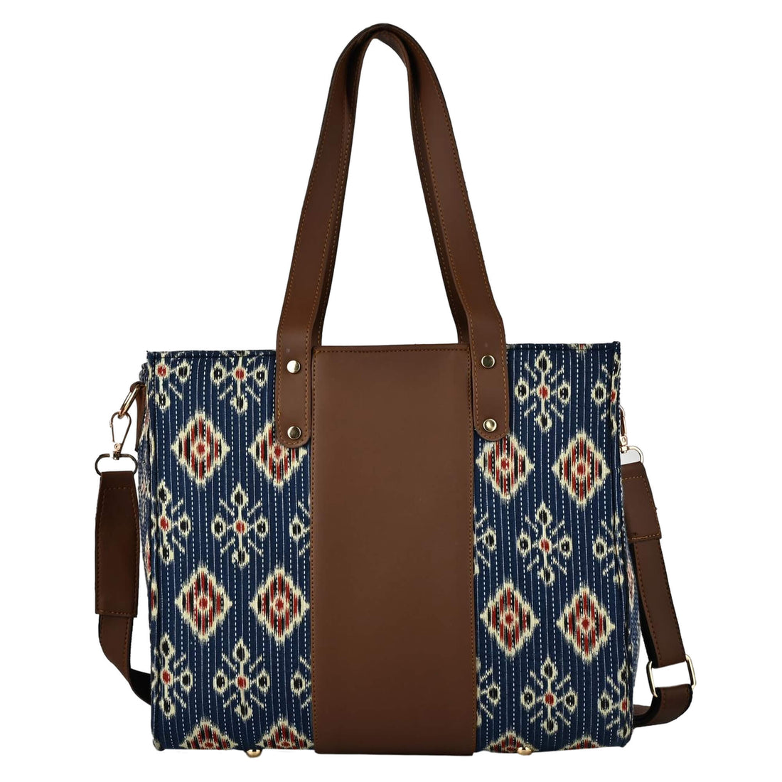 ENSAC Alexa Ikkat Blue Small Tote Bag – Compact Stylish Tote for Women