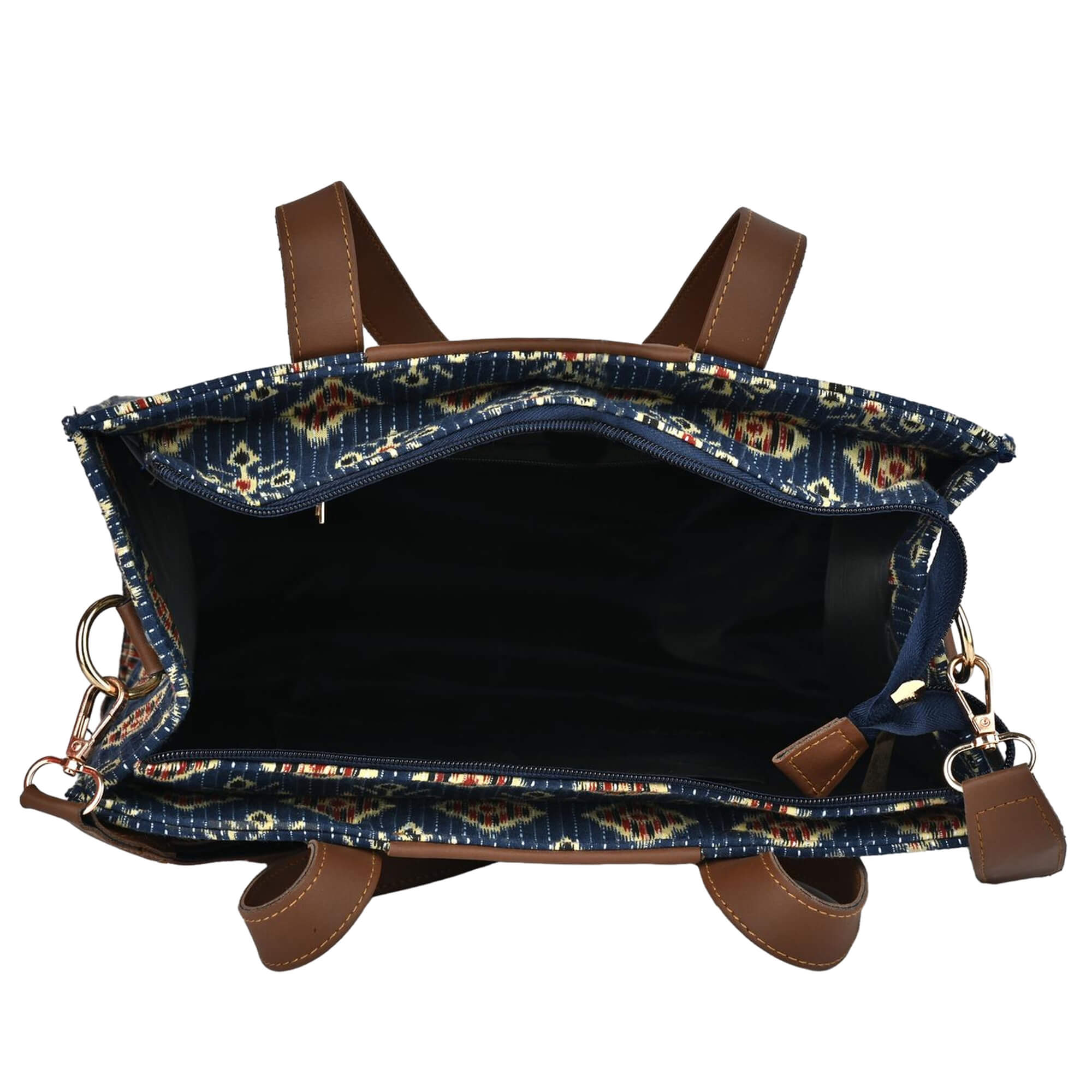 ENSAC Alexa Ikkat Blue Small Tote Bag – Compact Stylish Tote for Women