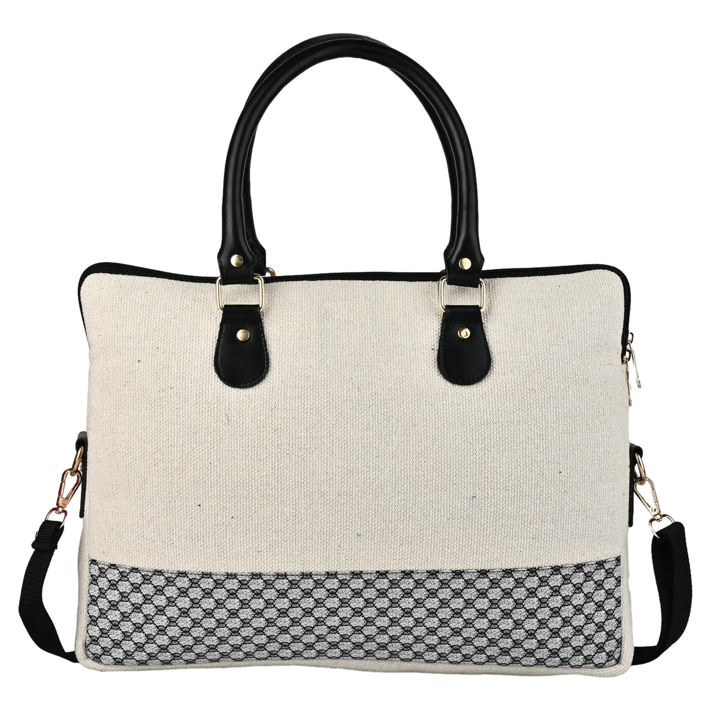 Handbag with black handles and trim on a white background  by ENSAC