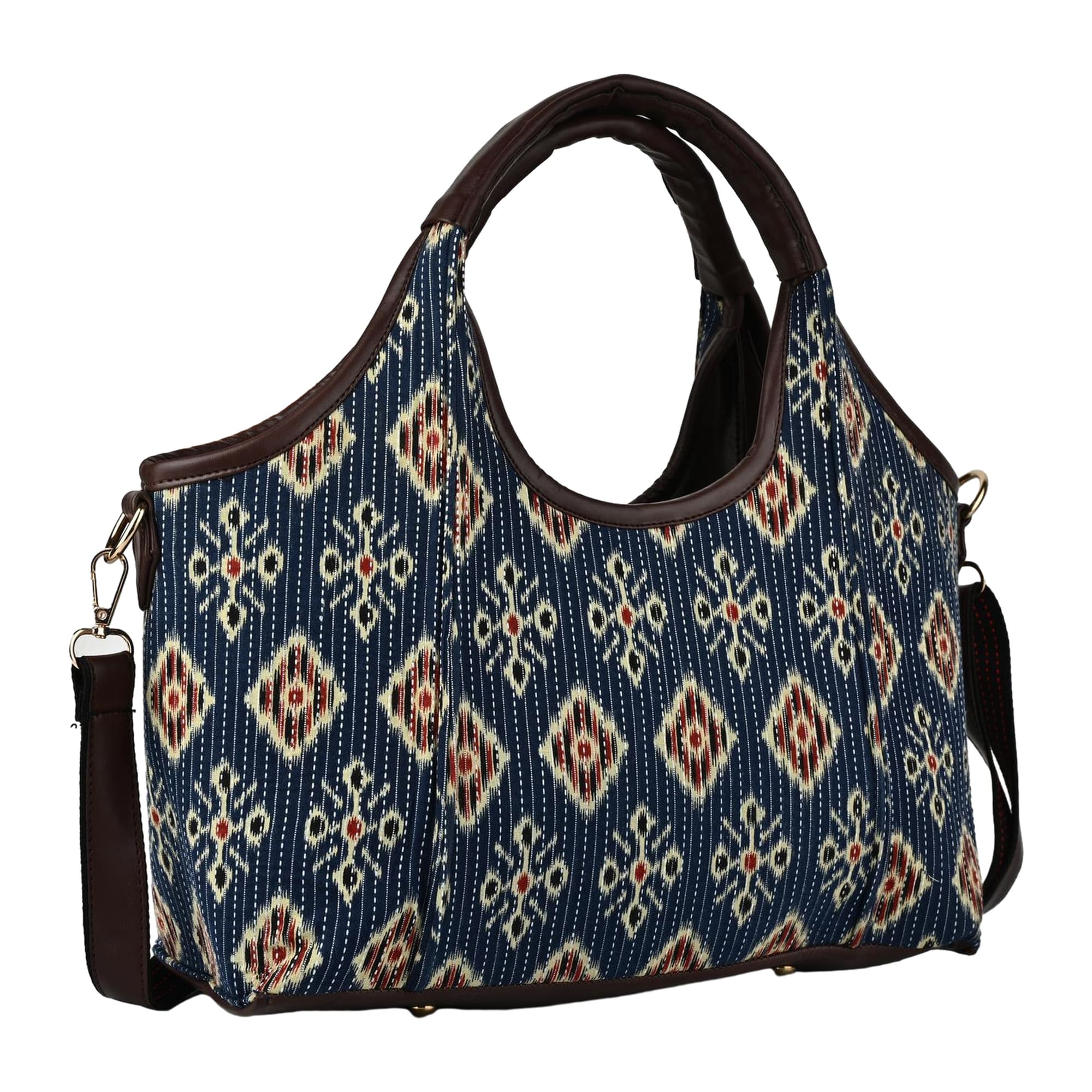 ENSAC Hobo-Style Sling Bag – Blue Ikkat Print