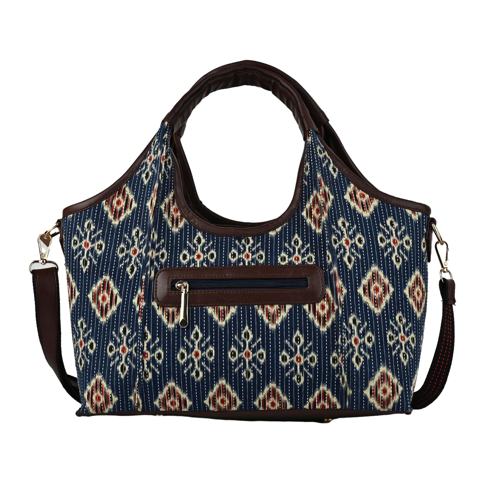 ENSAC Hobo-Style Sling Bag – Blue Ikkat Print