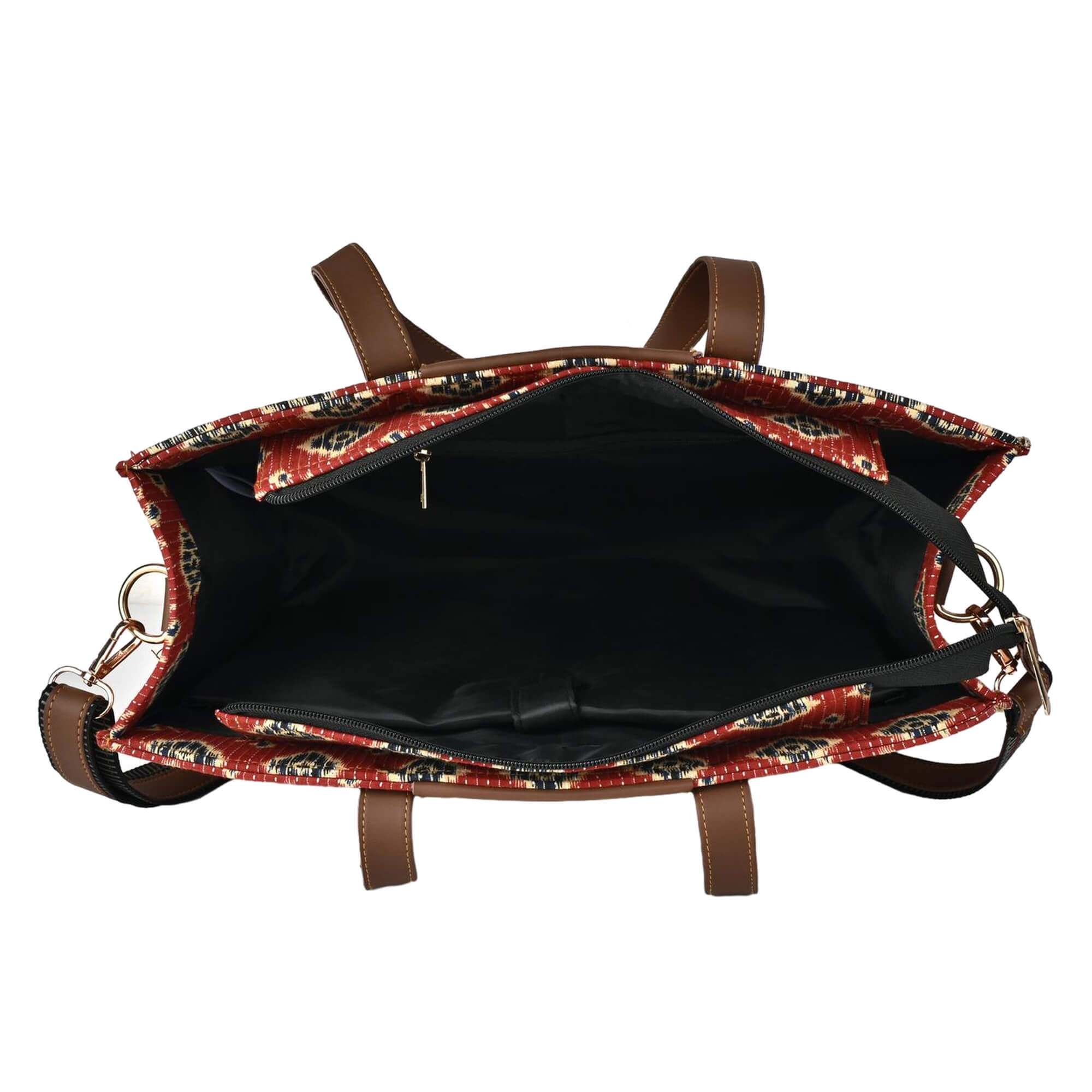 ENSAC Alexa Ikkat Printed Large Tote Bag for Women – Red