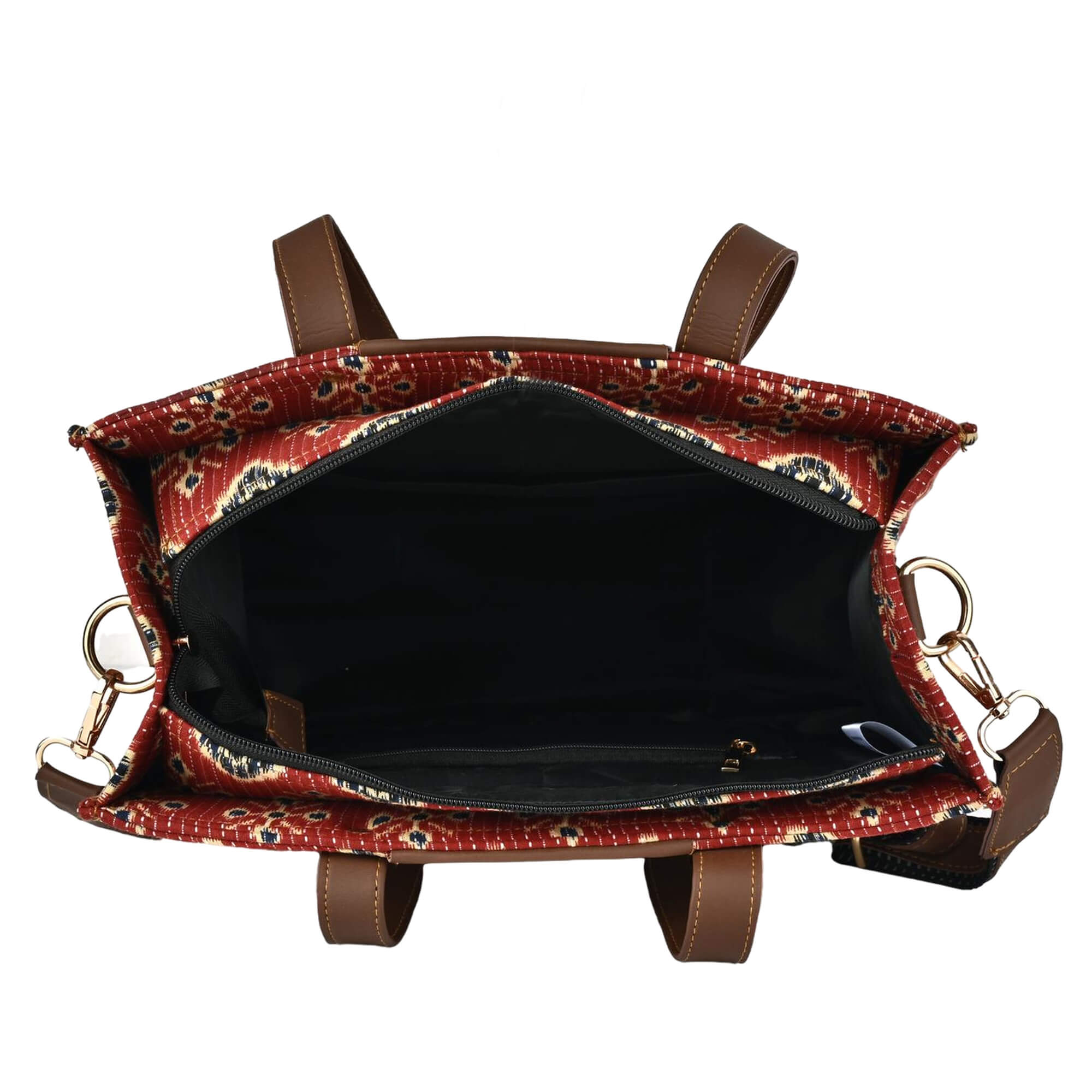 ENSAC Alexa Ikkat Printed Small Tote Bag for Women – Red