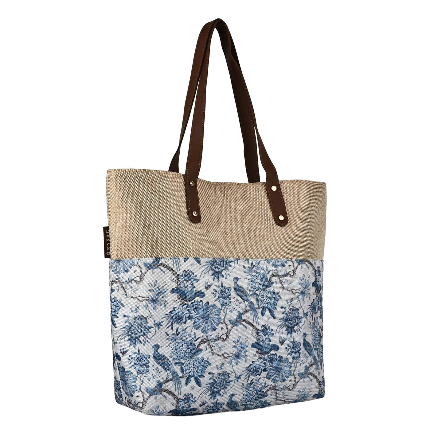 Tote bag with floral pattern on a white background BY ENSAC