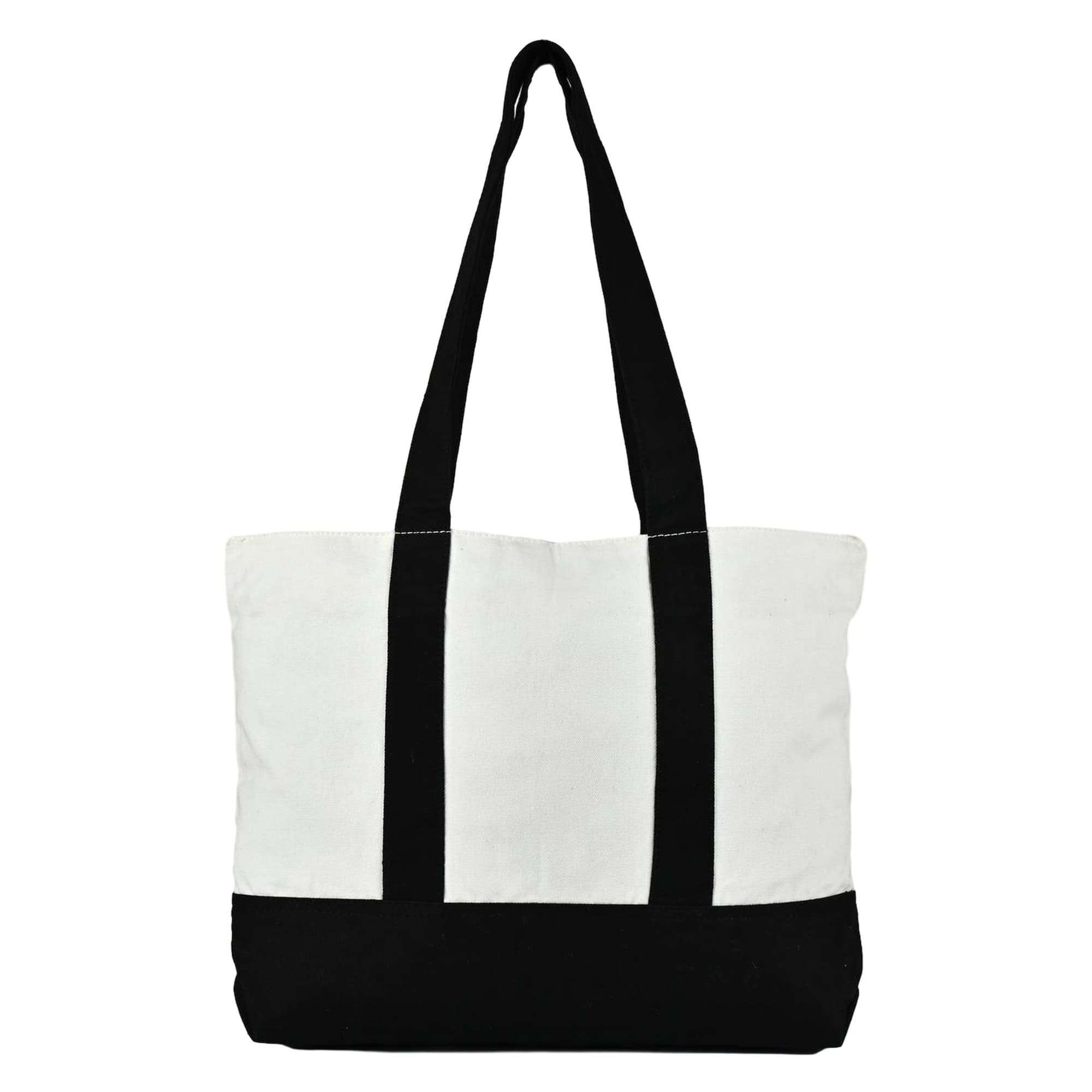 ENSAC Dual-Strap Canvas Tote Bag – White & Black