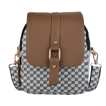 Julia Two-Tone Patterned Sling Bag with Brown Flap