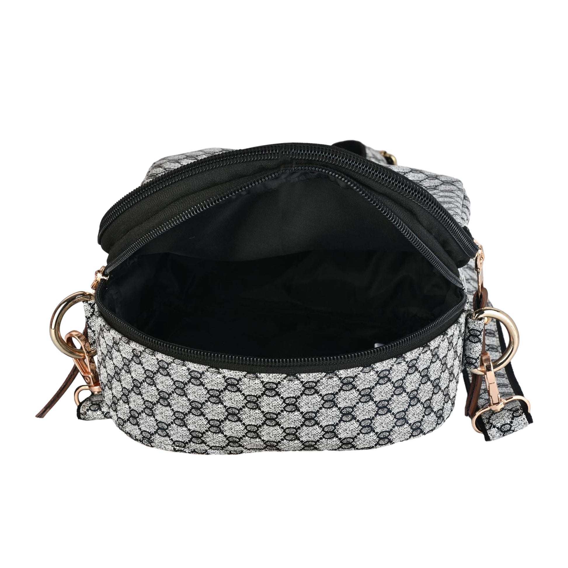 Julia Two-Tone Patterned Sling Bag with Brown Flap