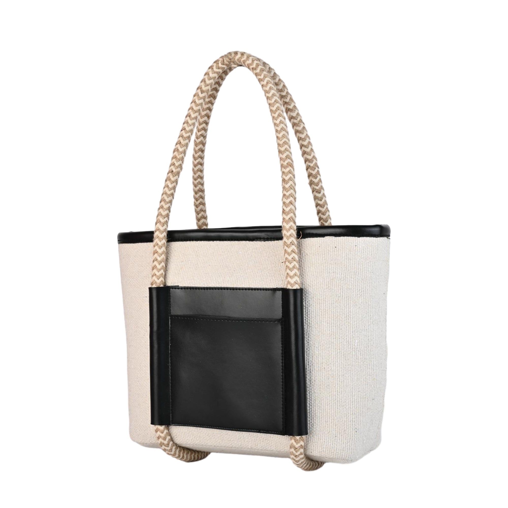 Chic Small Two-Tone Tote Bag with Braided Handles