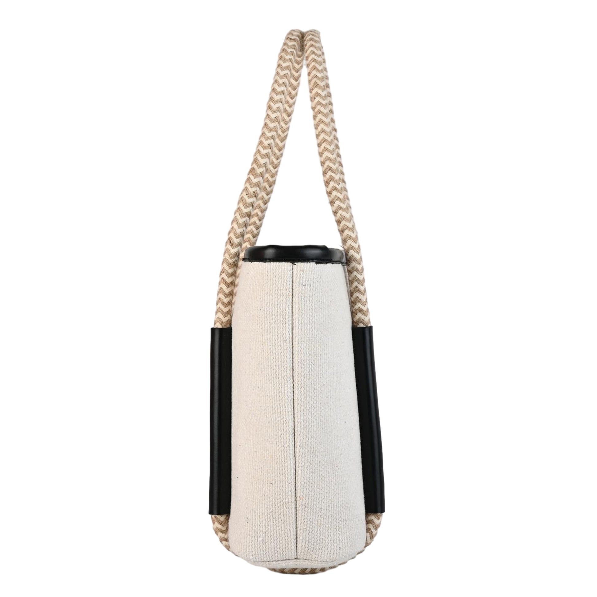 Chic Small Two-Tone Tote Bag with Braided Handles