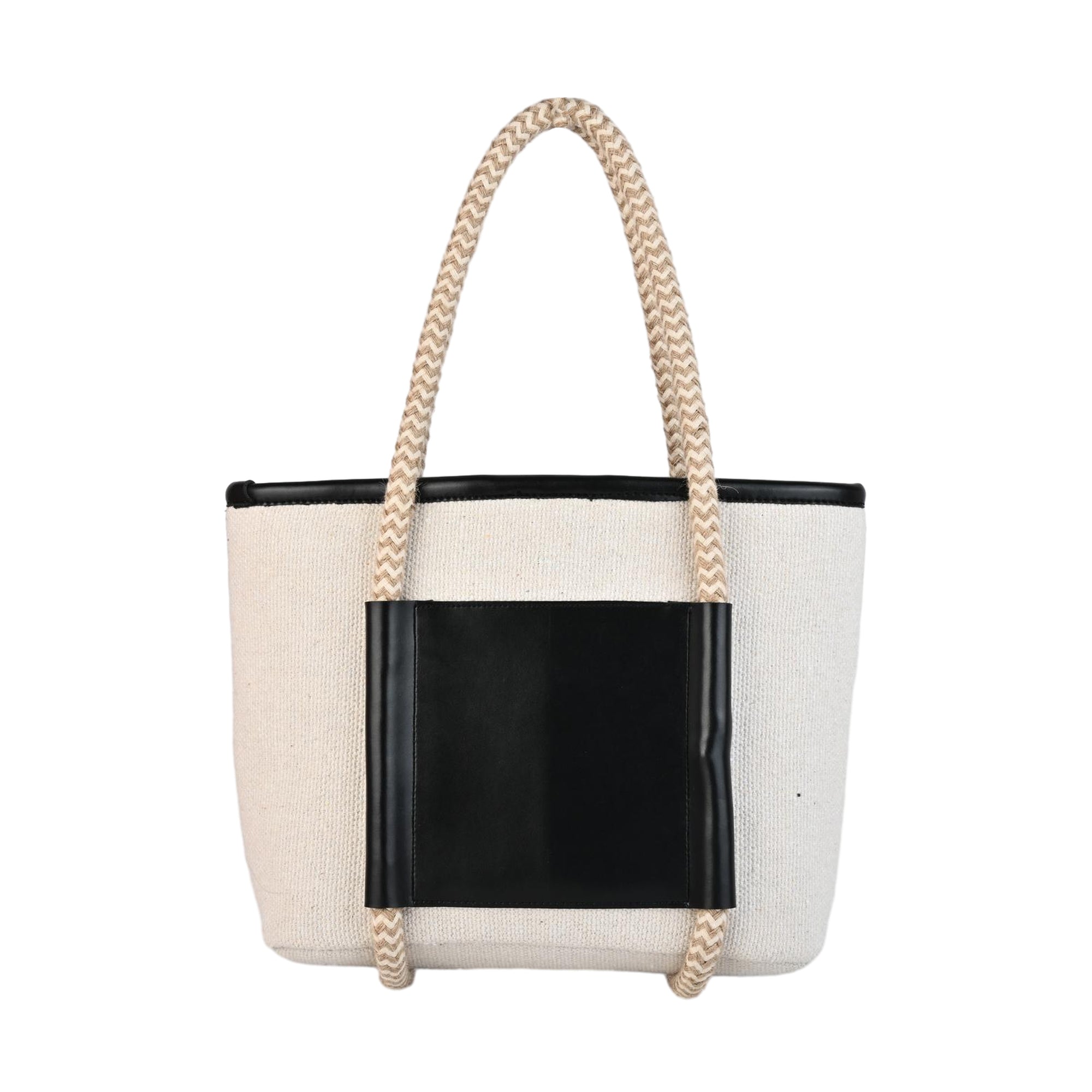 Chic Small Two-Tone Tote Bag with Braided Handles