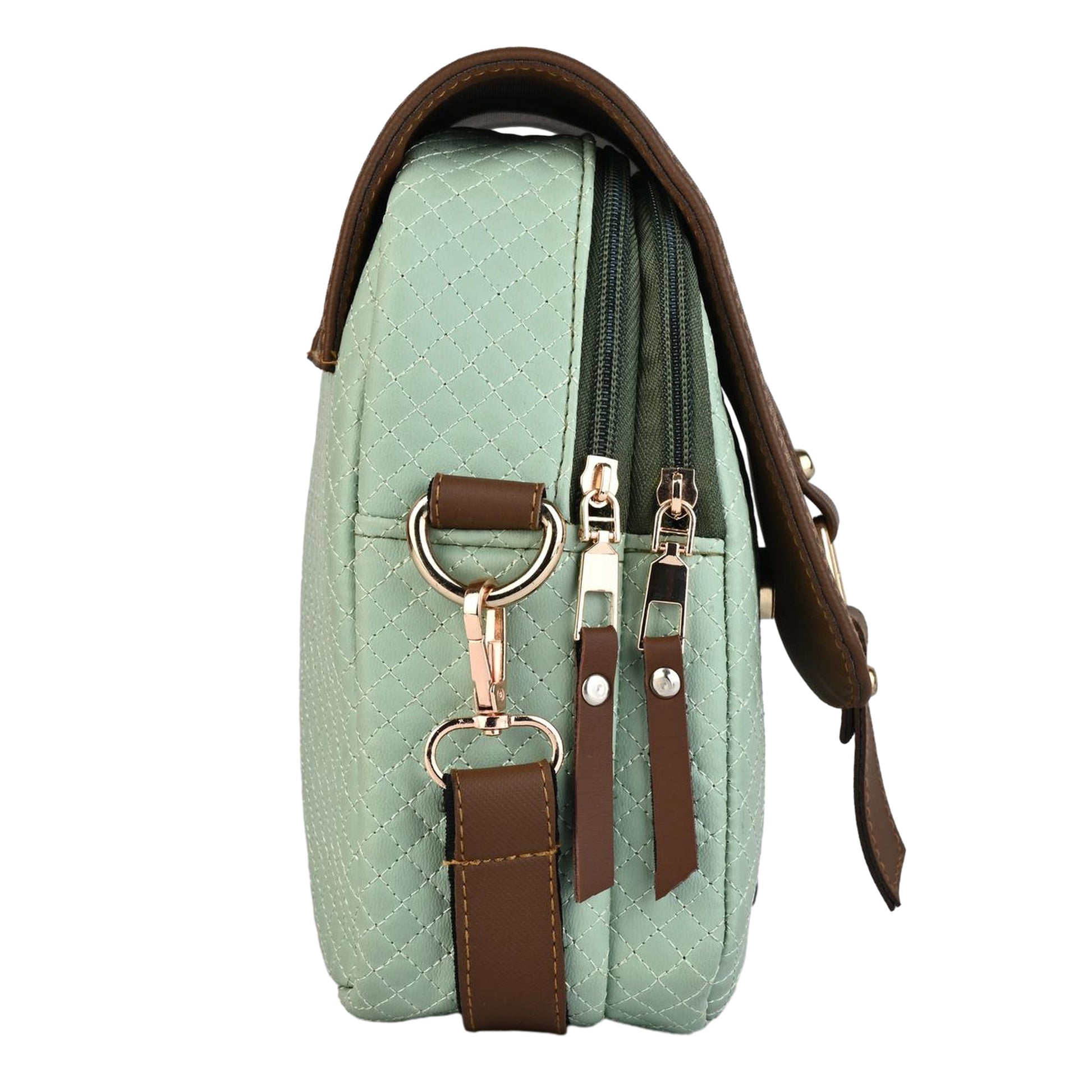 Julia Two-Tone Patterned Sling Bag with Brown Flap